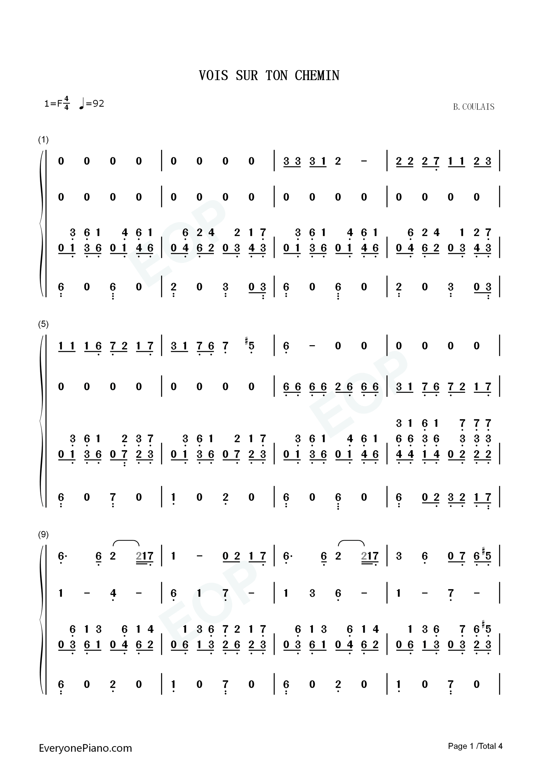 Vois_Sur_Ton_Chemin钢琴简谱_Bruno_Coulais_&_Christophe_Barratier演唱