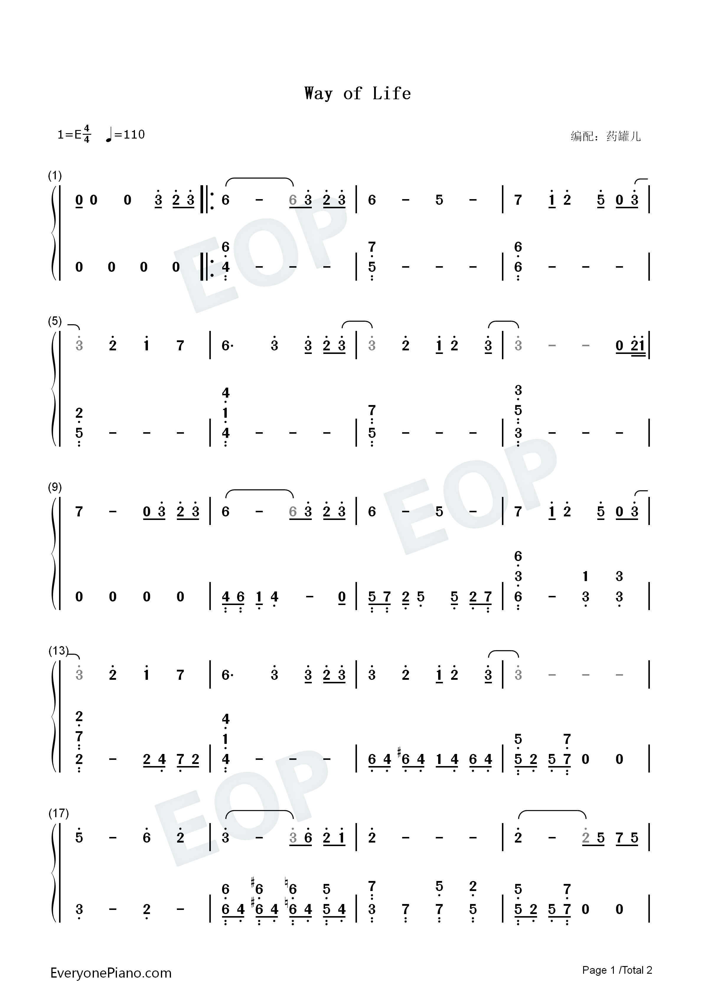 Way_of_Life钢琴简谱_小寺可南子演唱