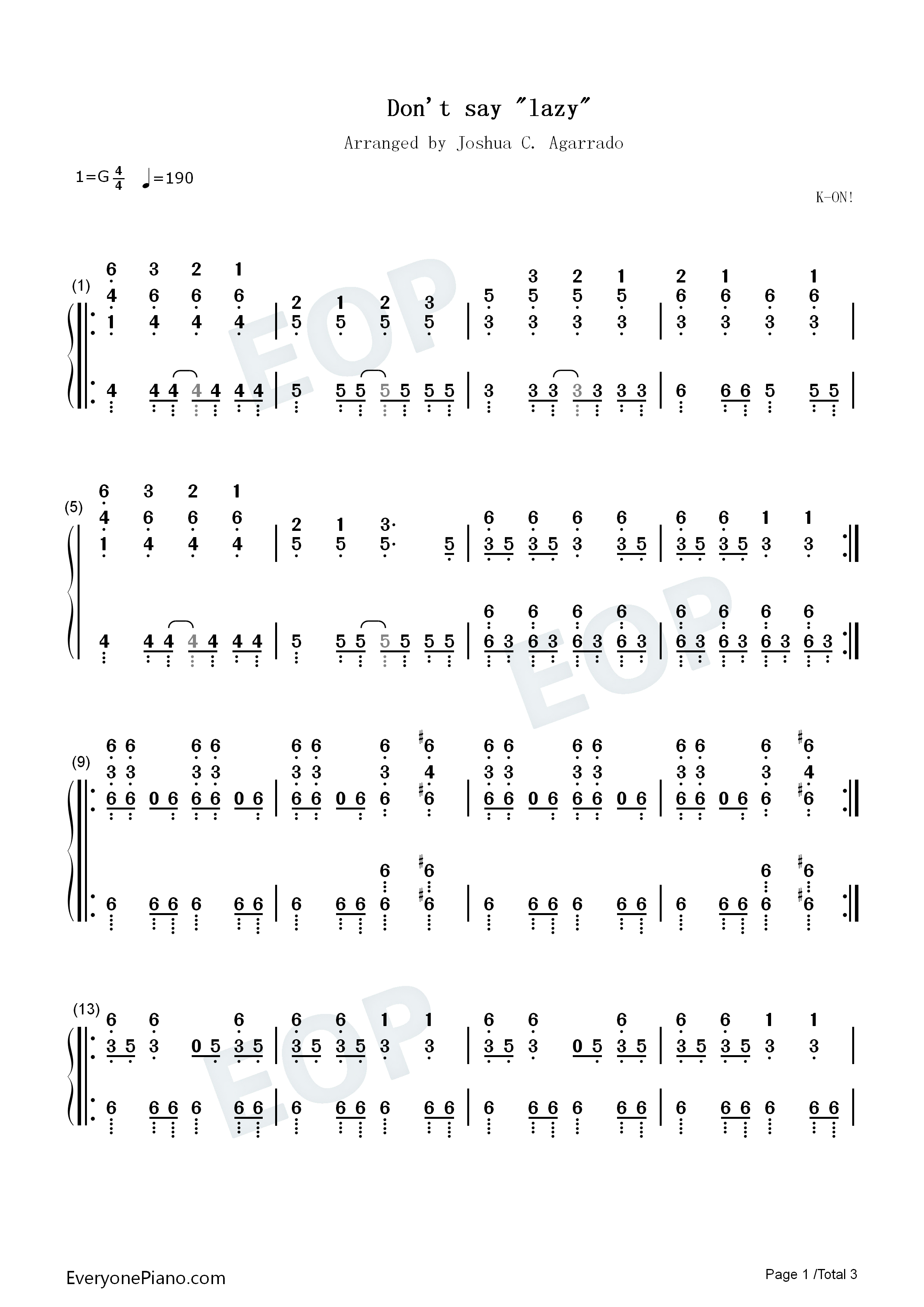 Don’t_Say_‘Lazy’钢琴简谱_樱高轻音部演唱