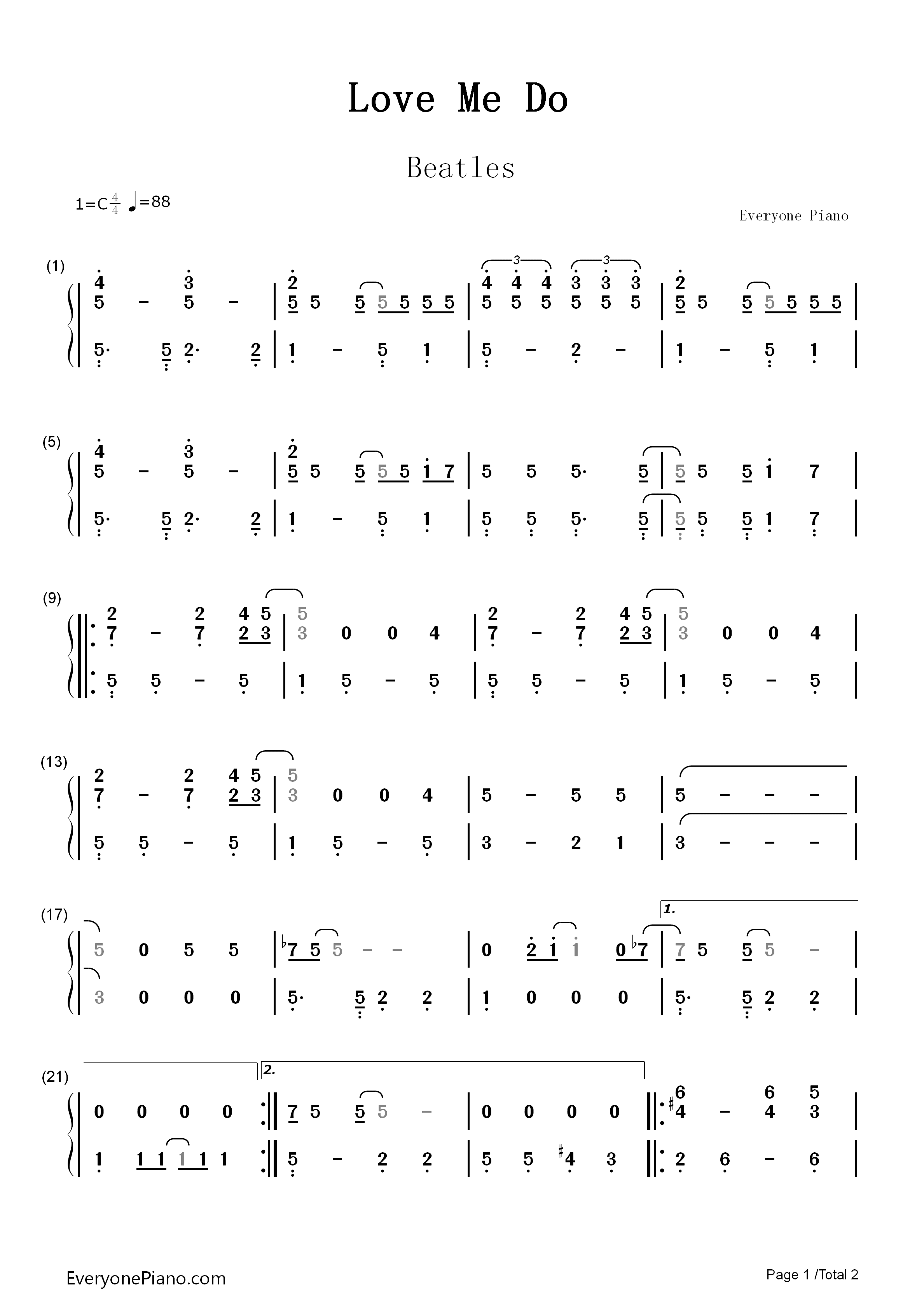 Love_Me_Do钢琴简谱_The_Beatles演唱