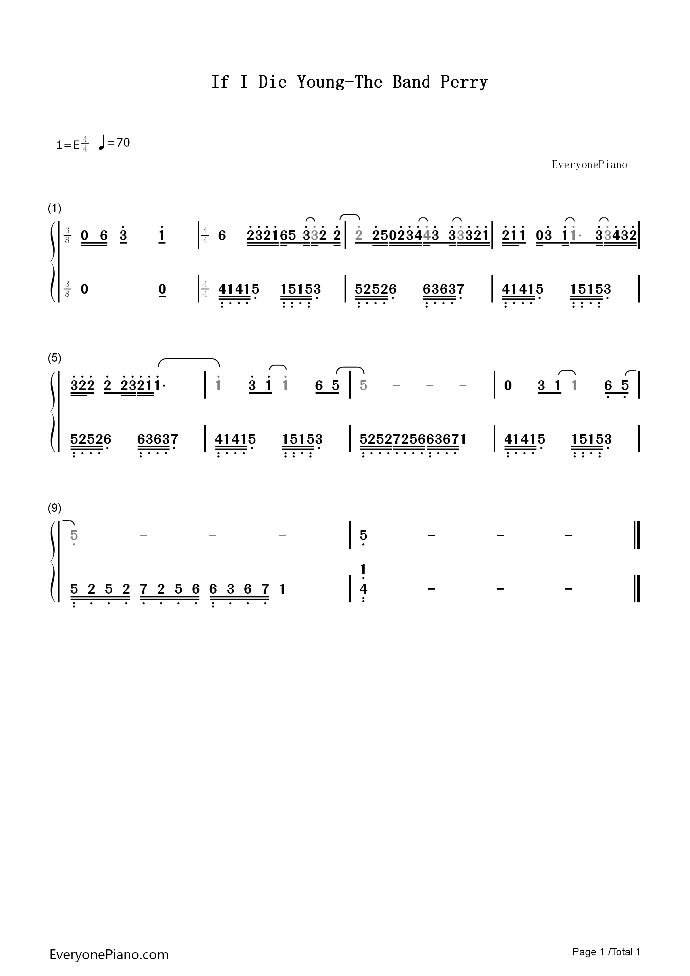 If_I_Die_Young钢琴简谱_The_Band_Perry演唱