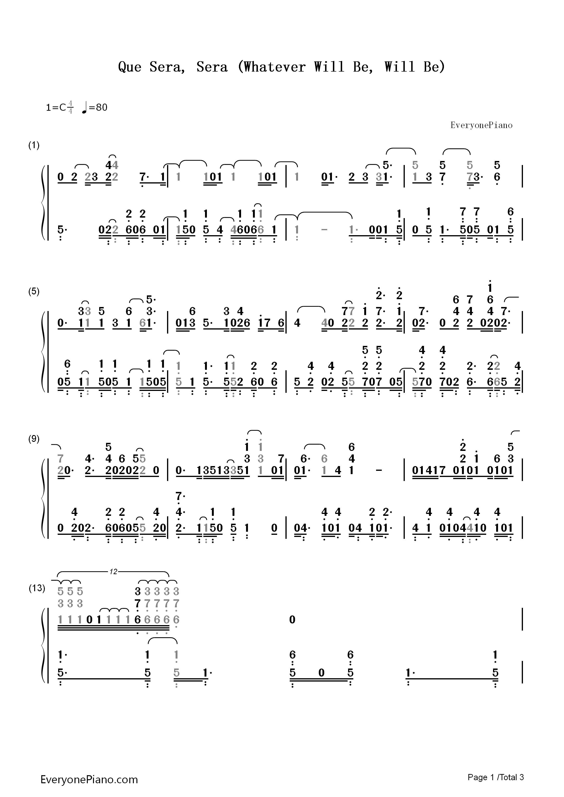 Que_Sera_Sera_(Whatever_Will_Be_Will_Be)钢琴简谱_Jay_Livingston_&_Ray_Evans演唱