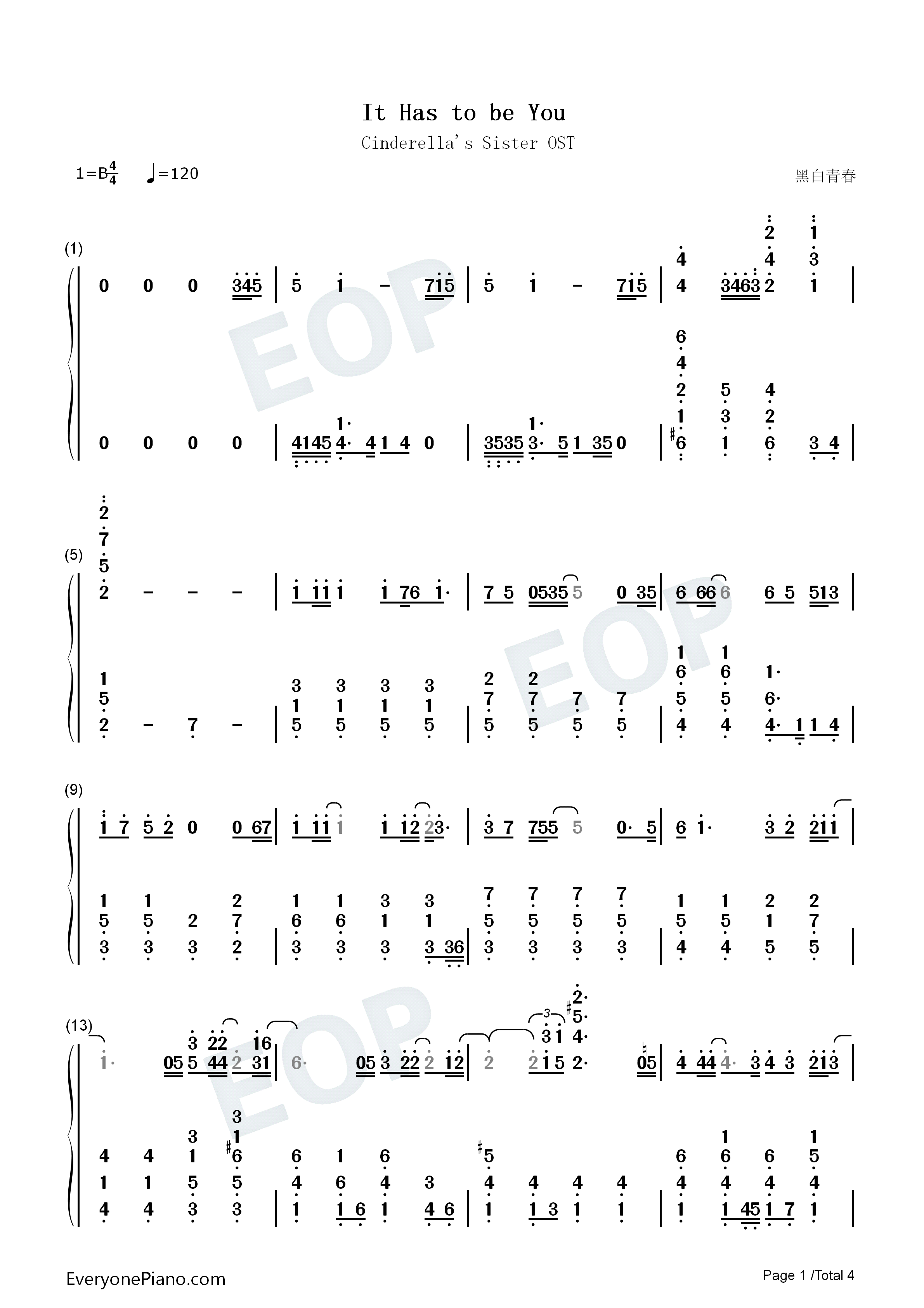 It_Has_to_be_You钢琴简谱_Ye_Sung　艺声(Super_Junior)演唱