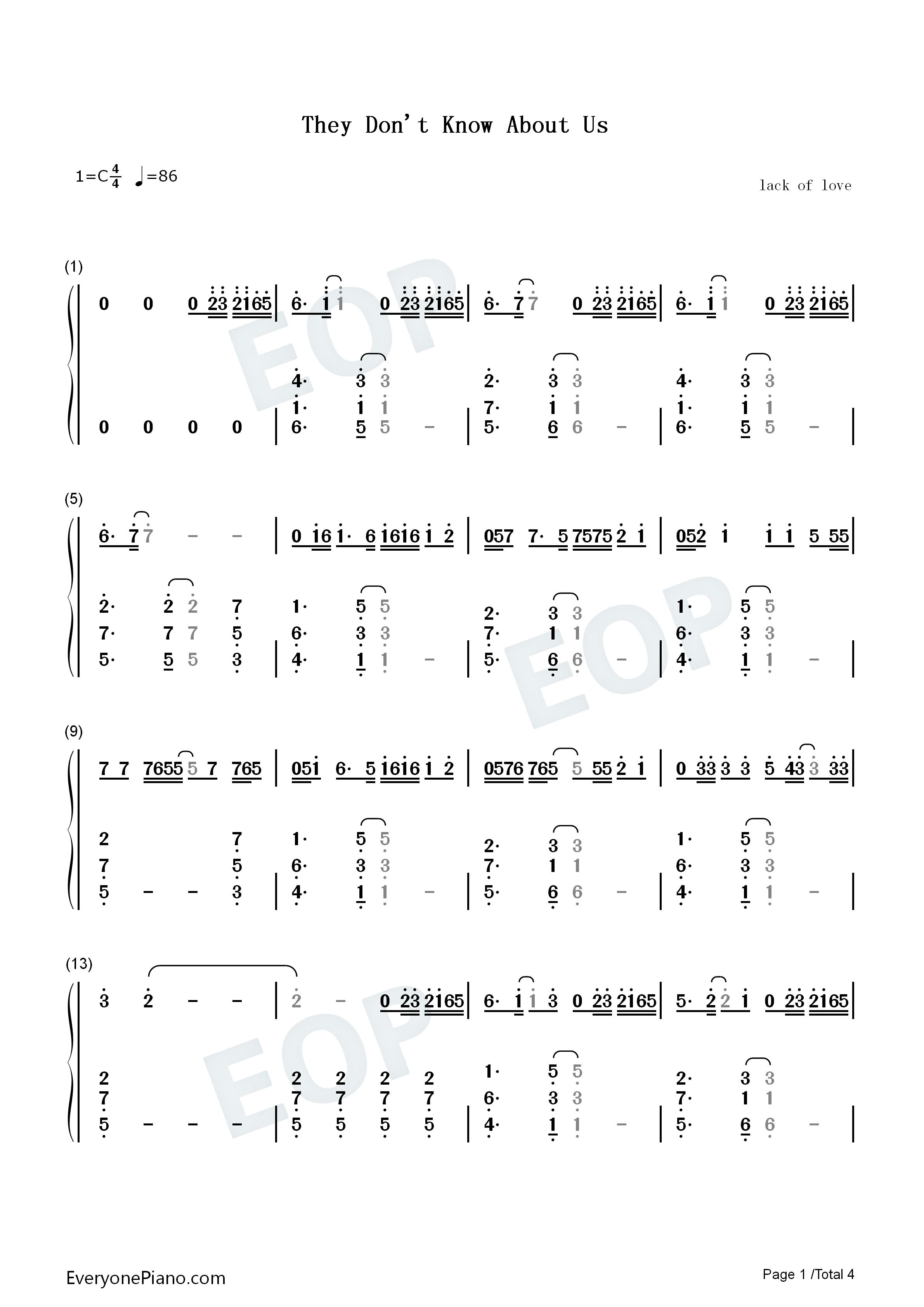 They_Don't_Know_About_Us钢琴简谱_One_Direction演唱