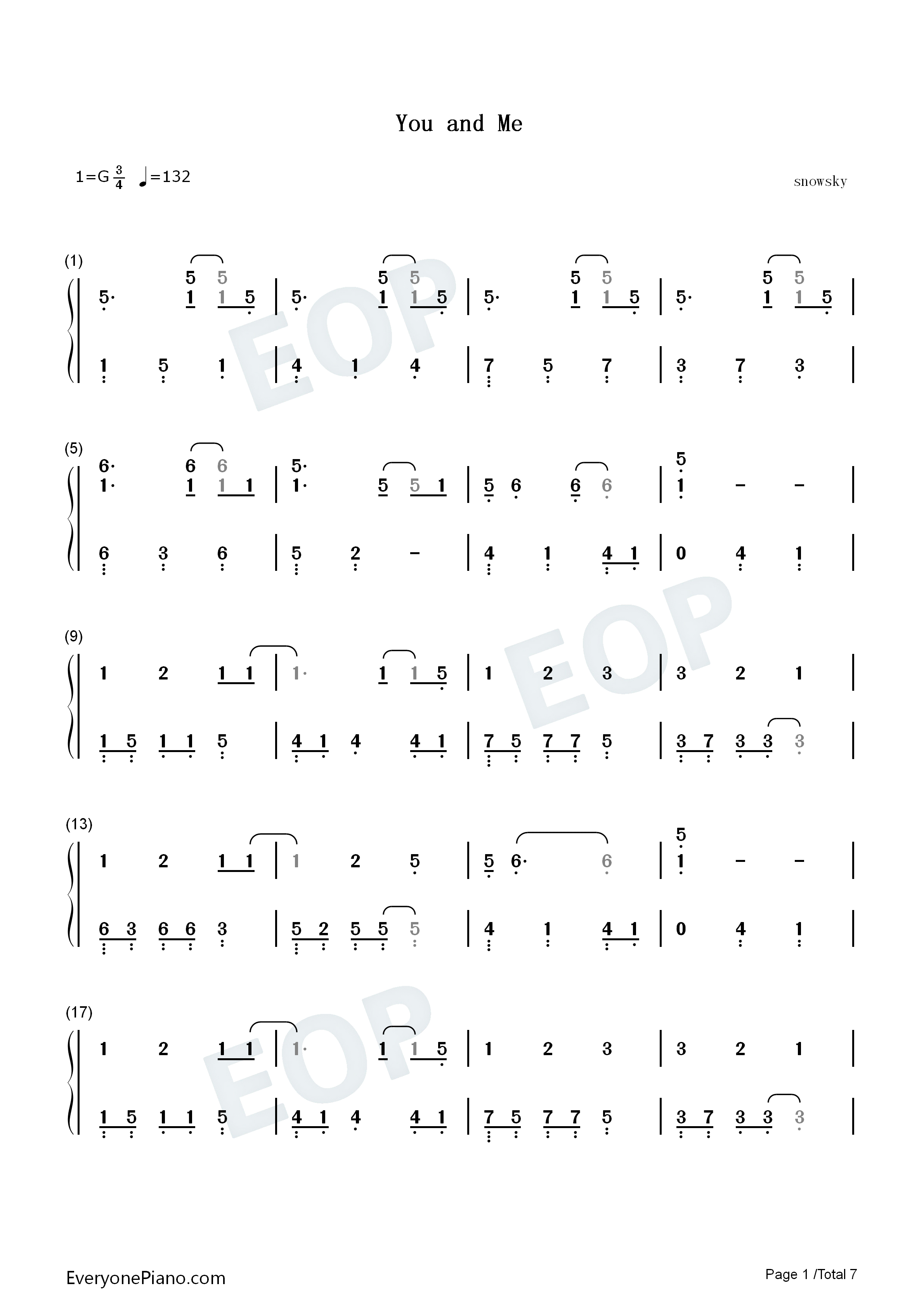 You_and_Me钢琴简谱_Lifehouse演唱