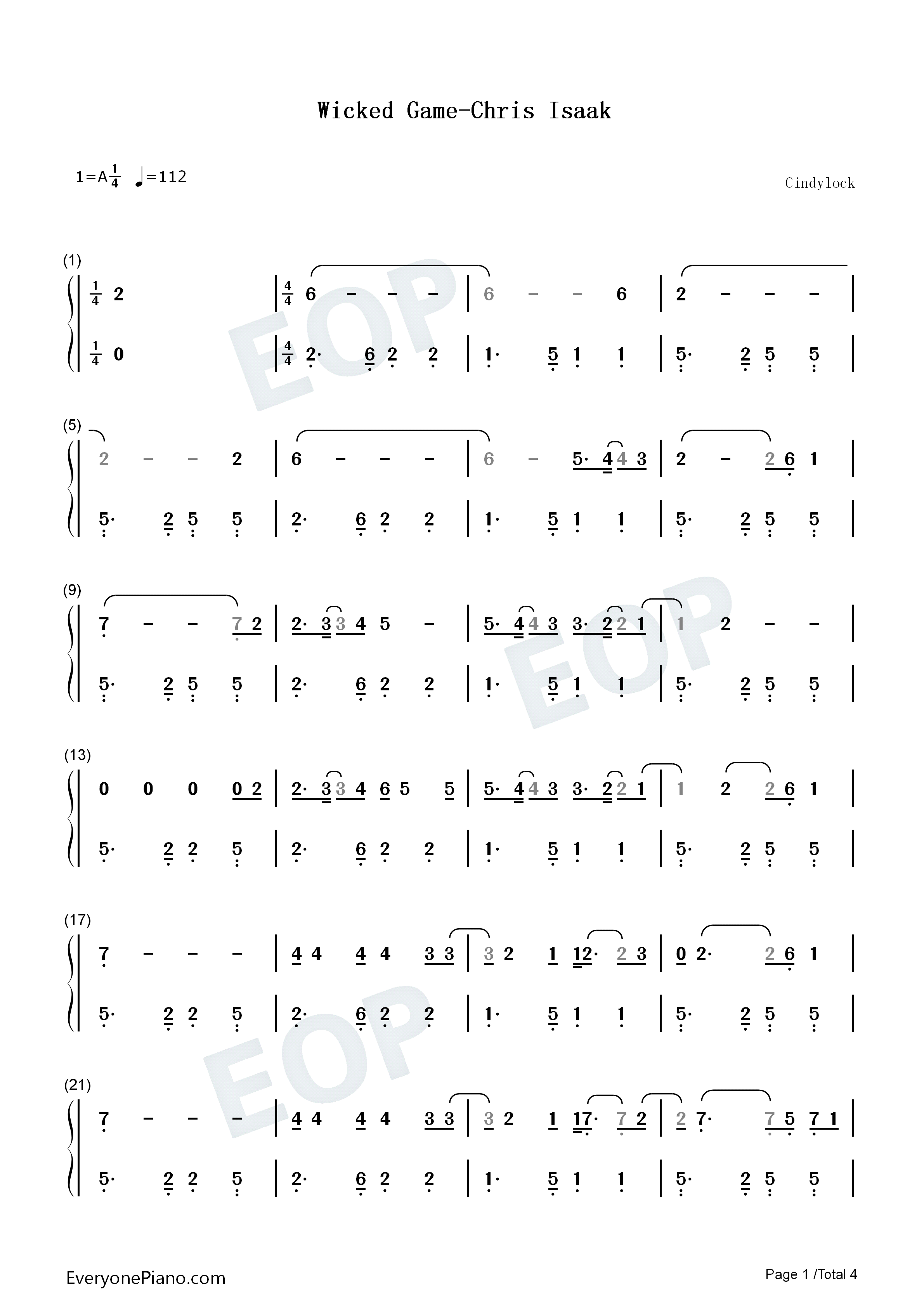 Wicked_Game钢琴简谱_Chris_Isaak演唱