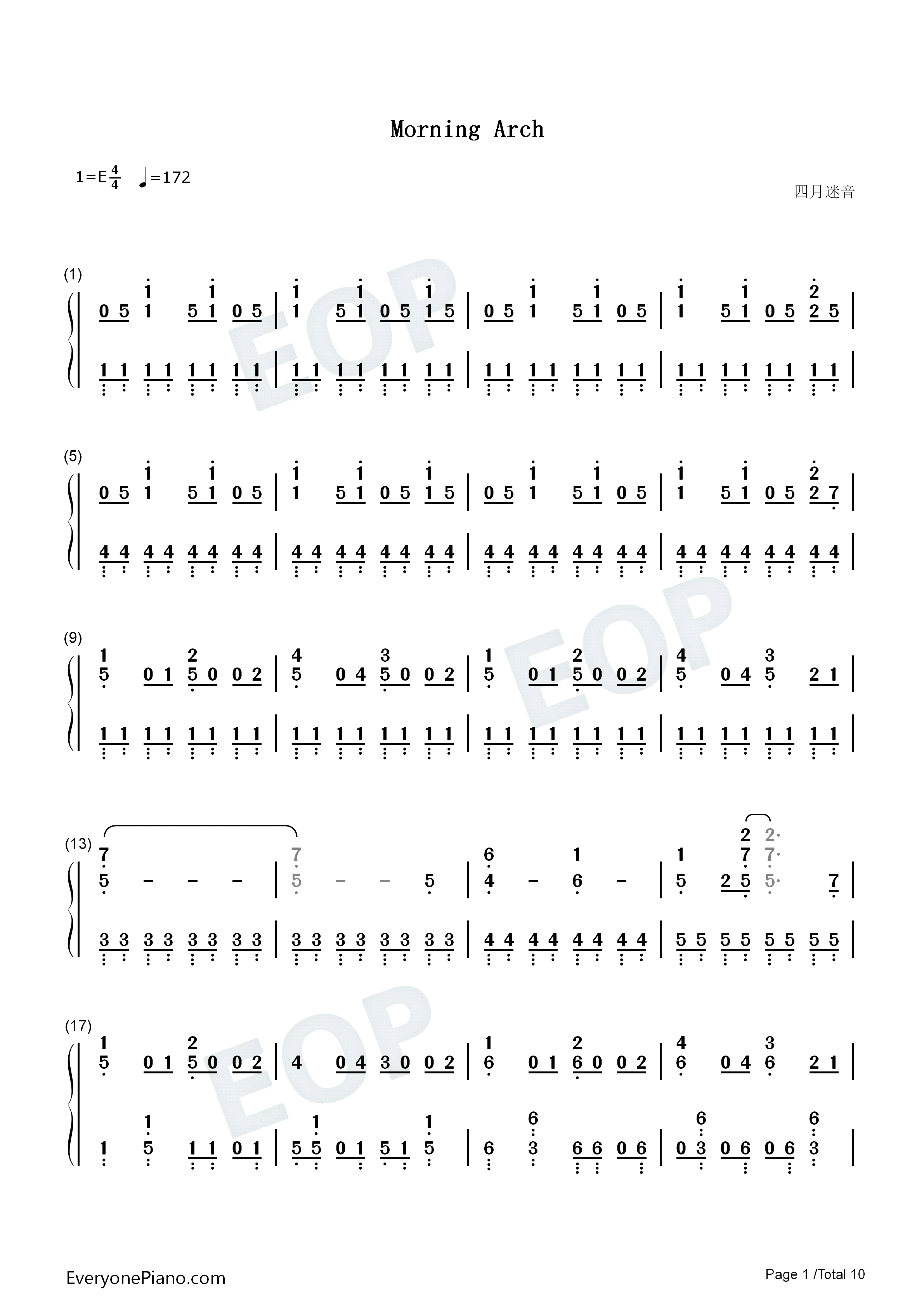 Morning_Arch钢琴简谱_河野マリナ演唱