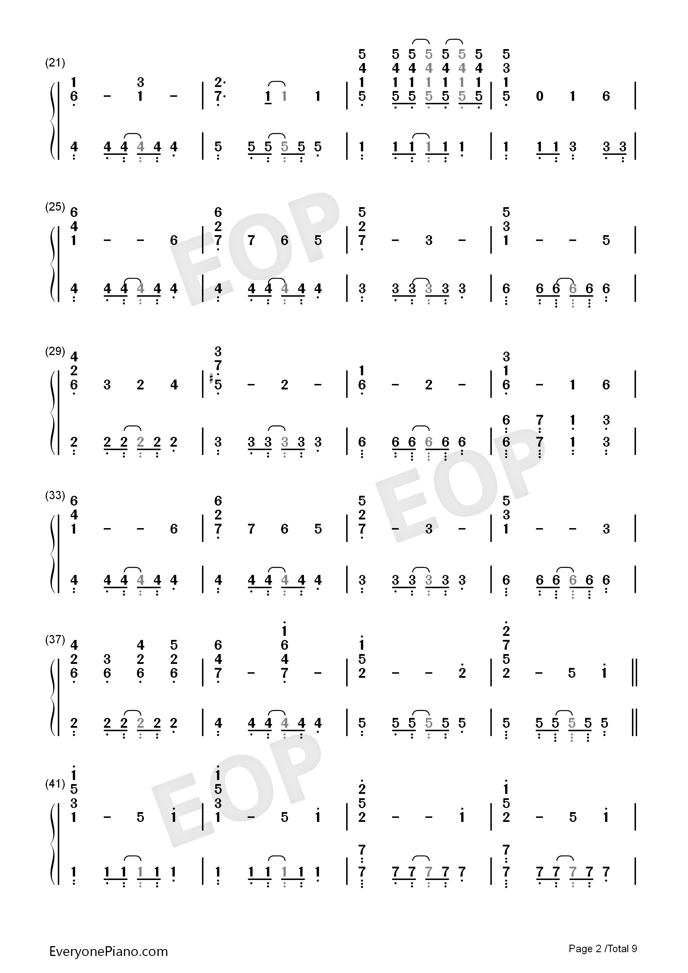 U&I钢琴简谱_平泽唯演唱