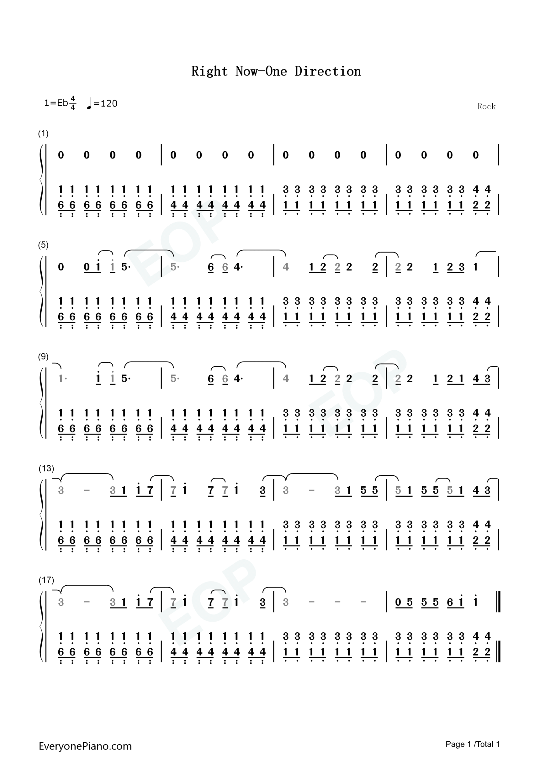 Right_Now钢琴简谱_One_Direction演唱