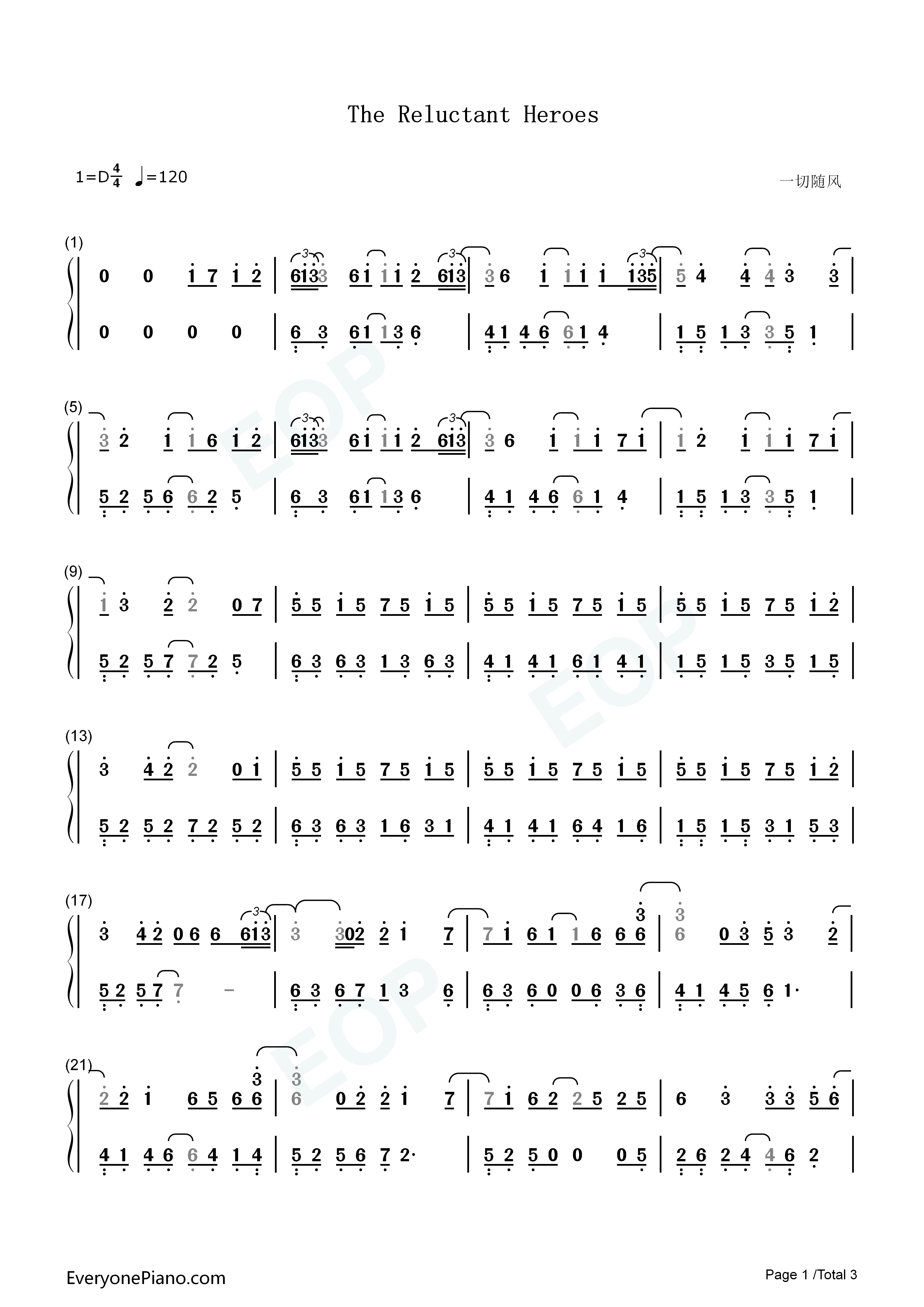 The_Reluctant_Heroes钢琴简谱_mpi演唱