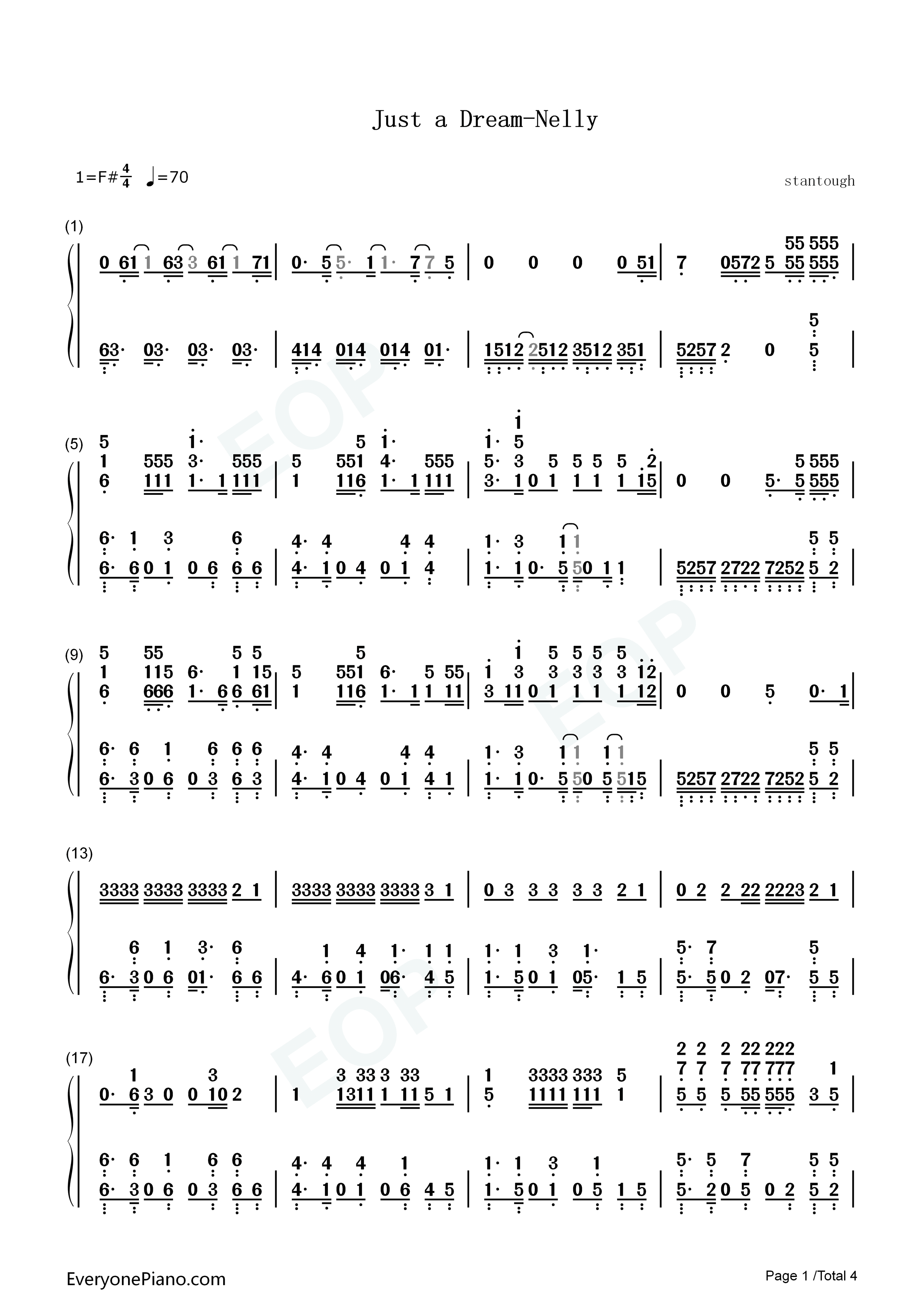 Just_a_Dream钢琴简谱_Nelly演唱