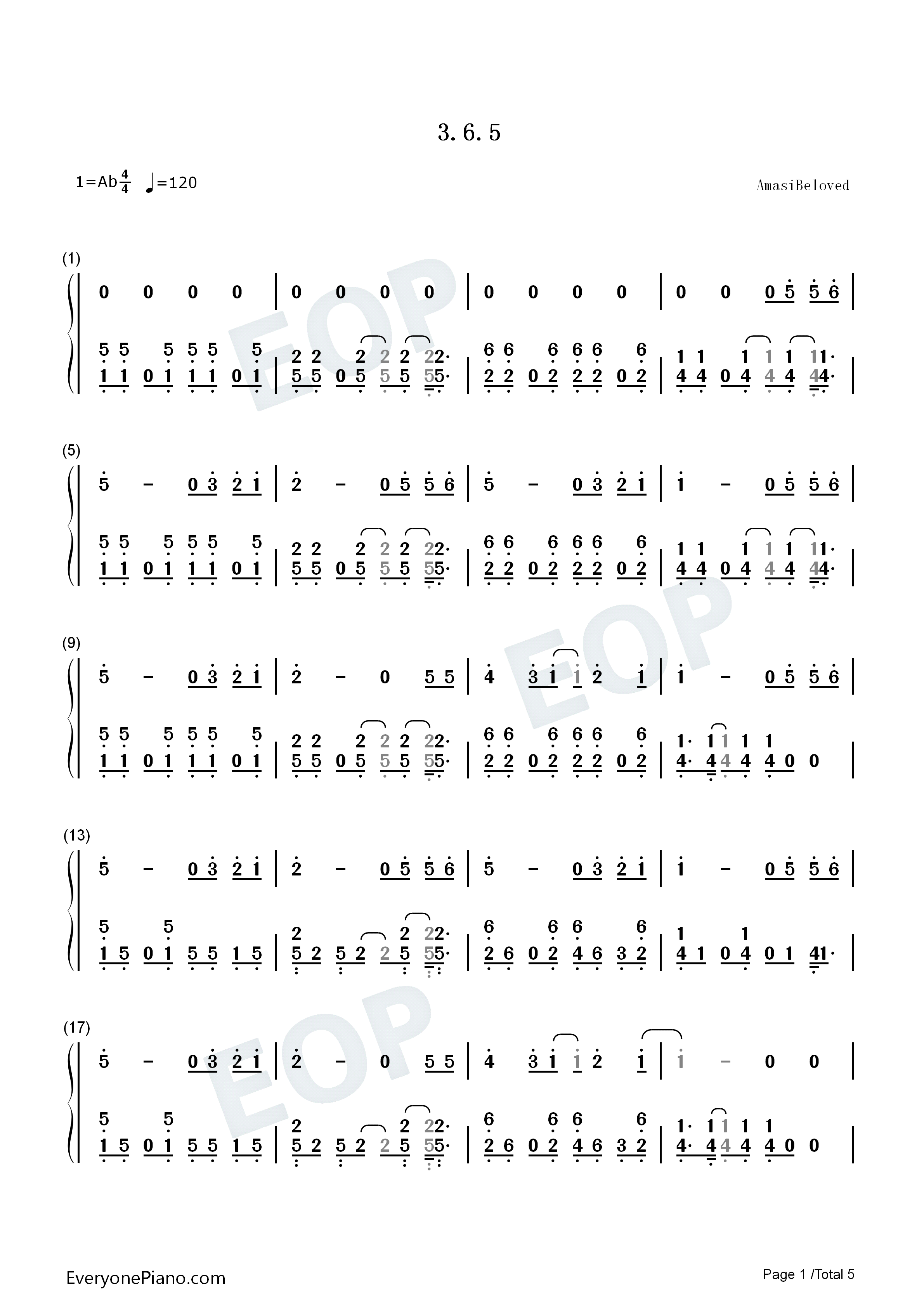 3.6.5钢琴简谱_EXO演唱