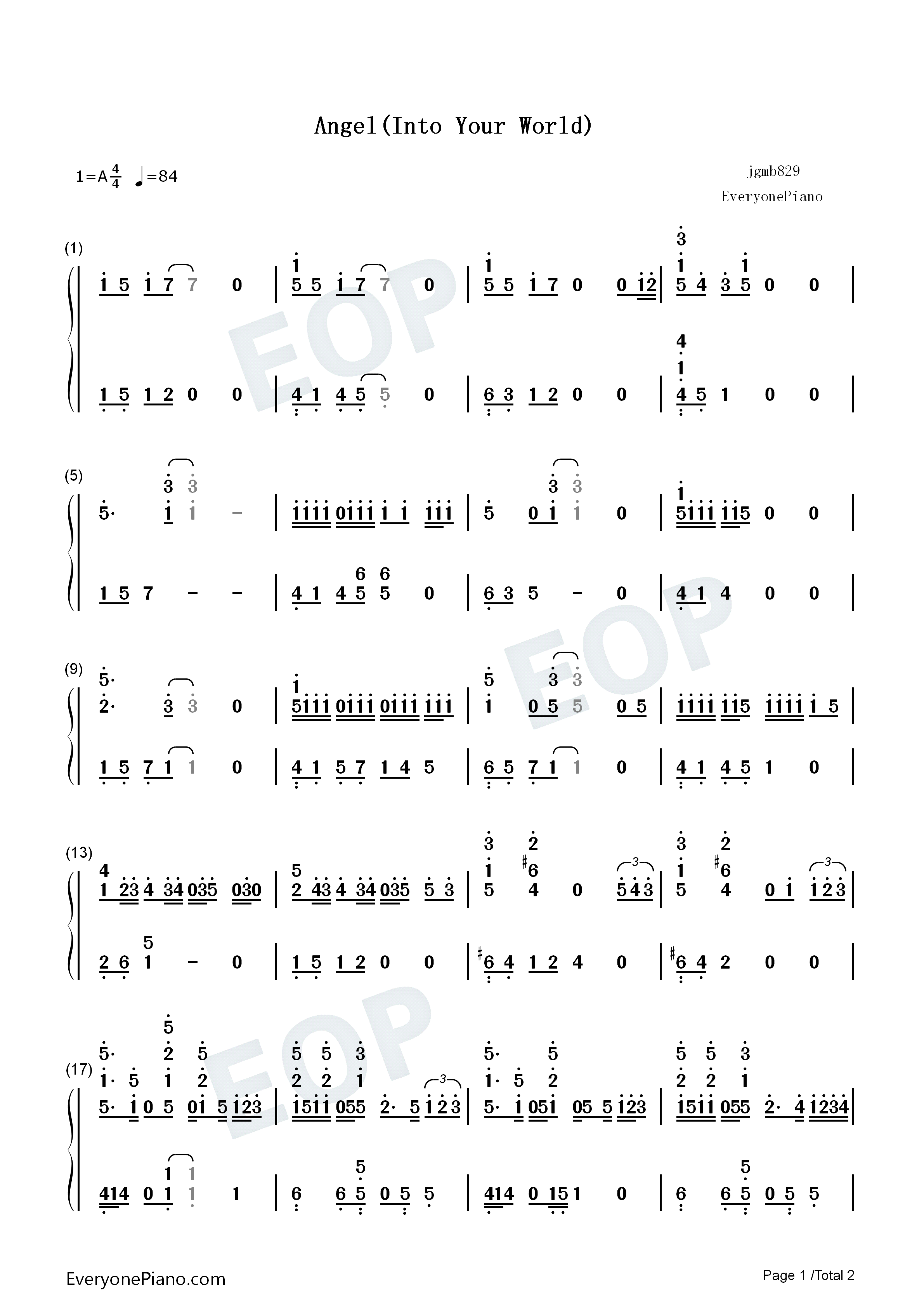 Angel(Into_Your_World)钢琴简谱_EXO演唱