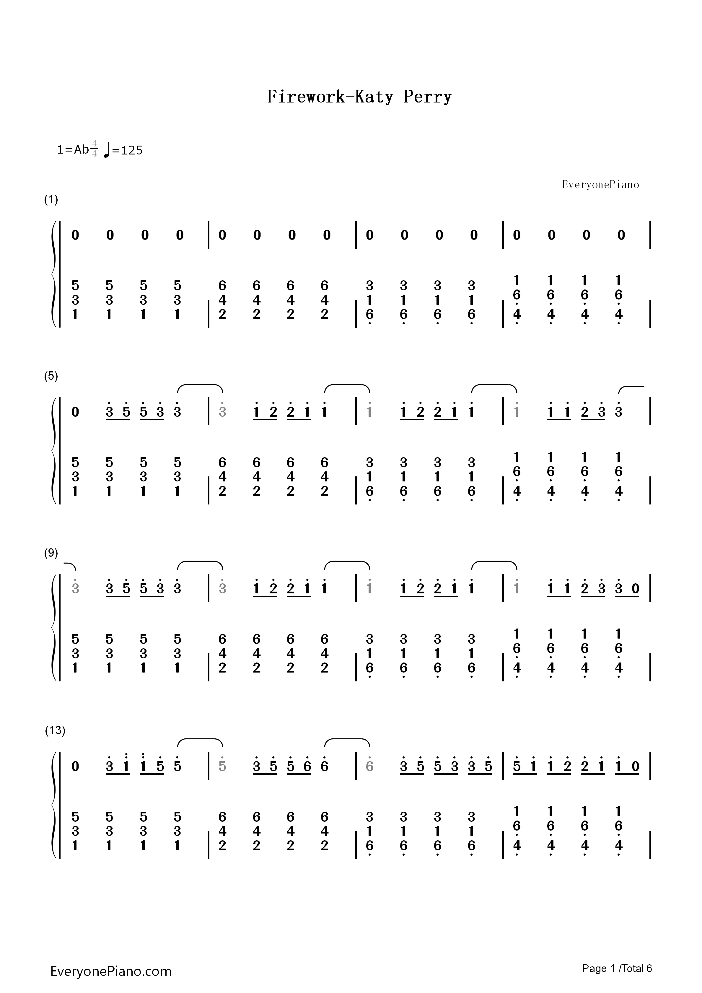 Firework钢琴简谱_Katy_Perry演唱