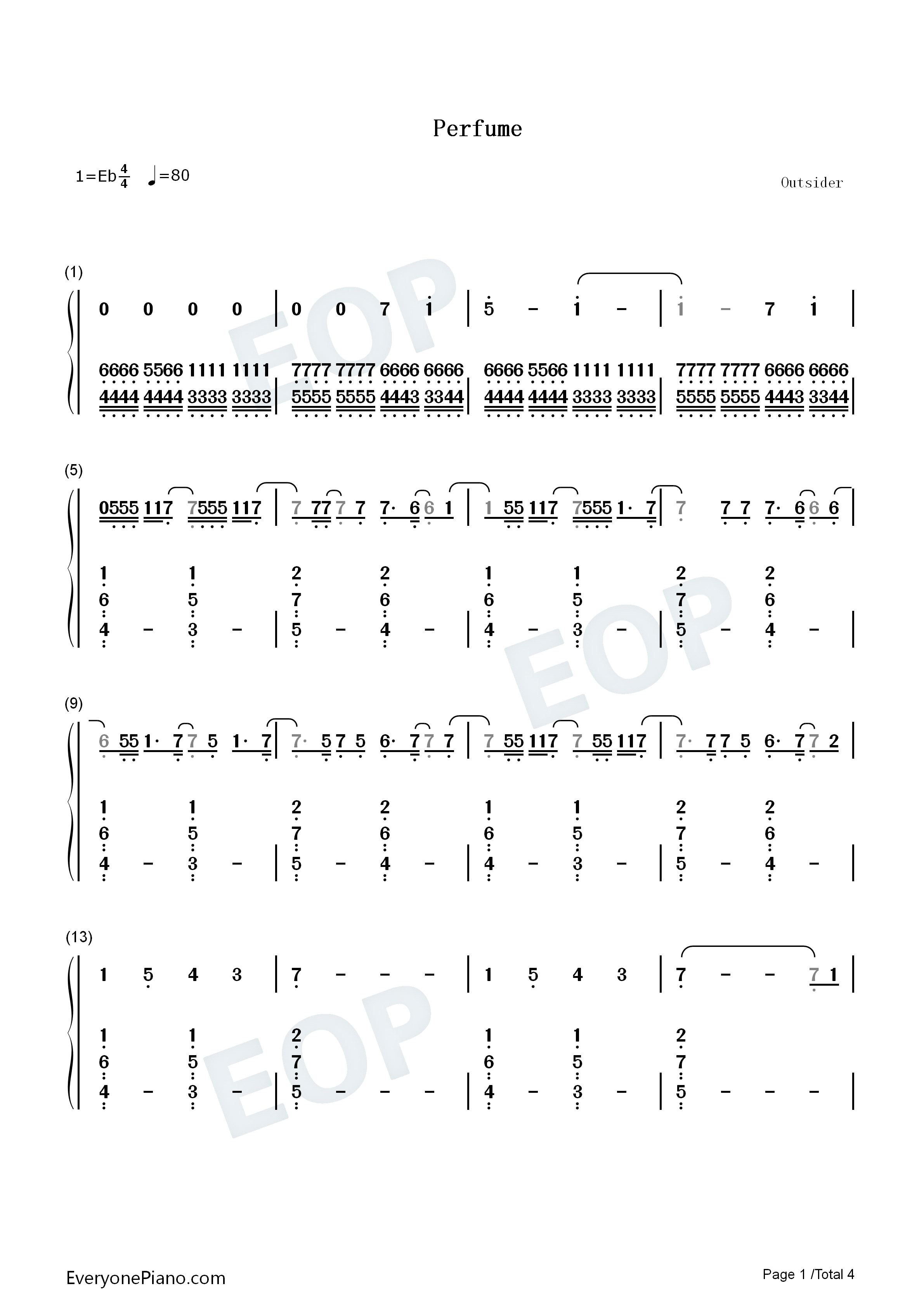 Perfume钢琴简谱_Britney_Spears演唱