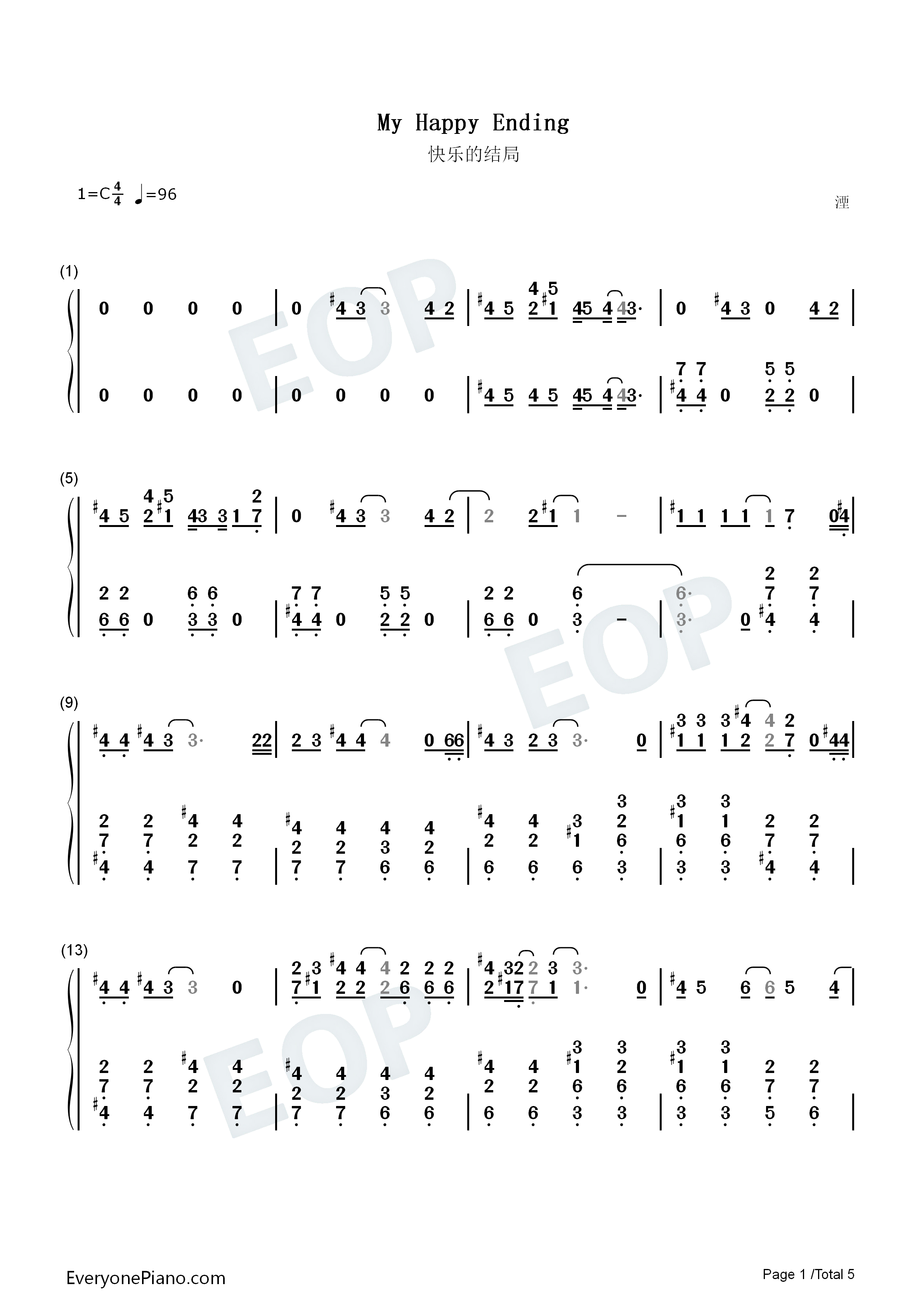 My_Happy_Ending钢琴简谱_Avril_Lavigne演唱