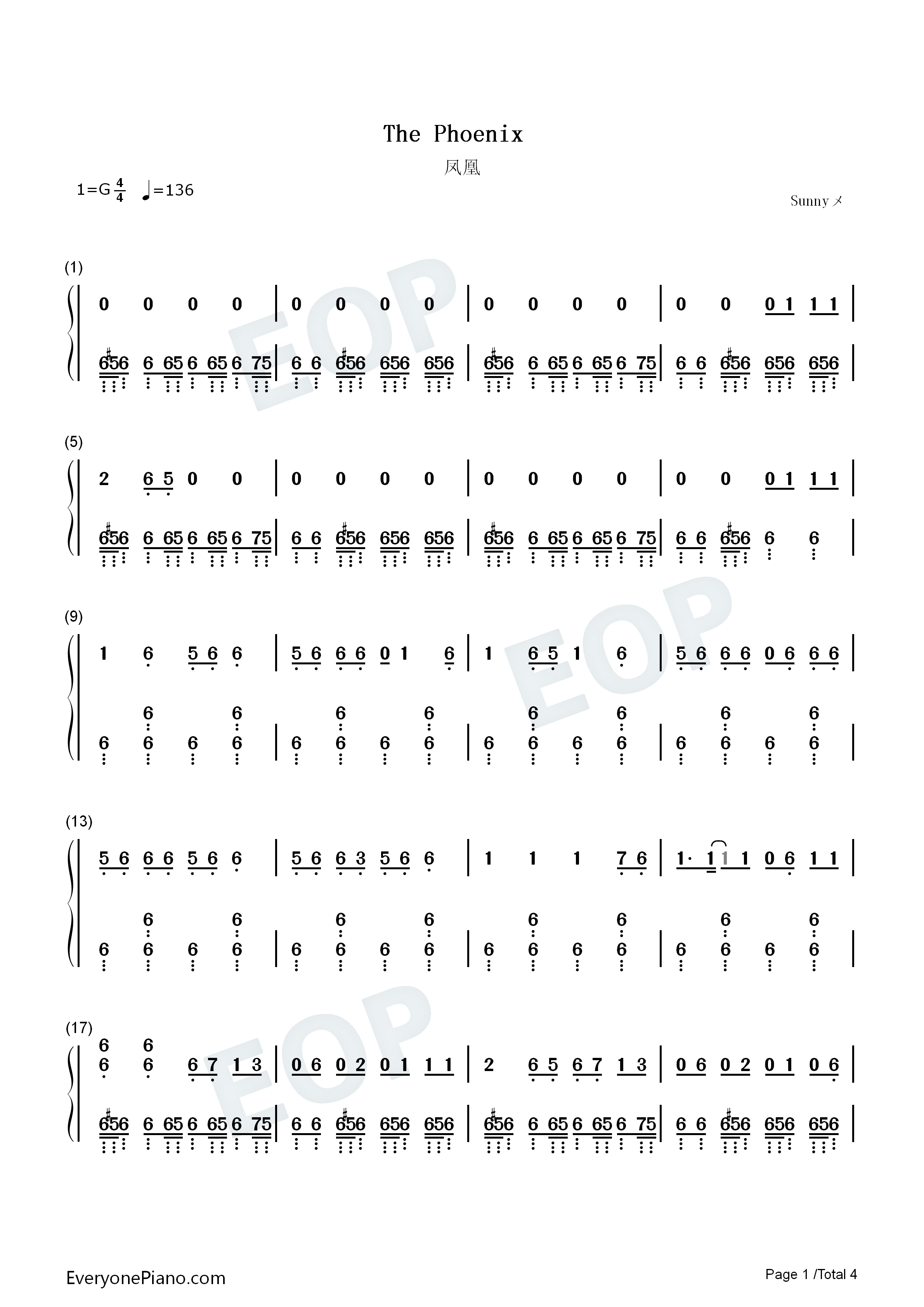 The_Phoenix钢琴简谱_Fall_Out_Boy演唱