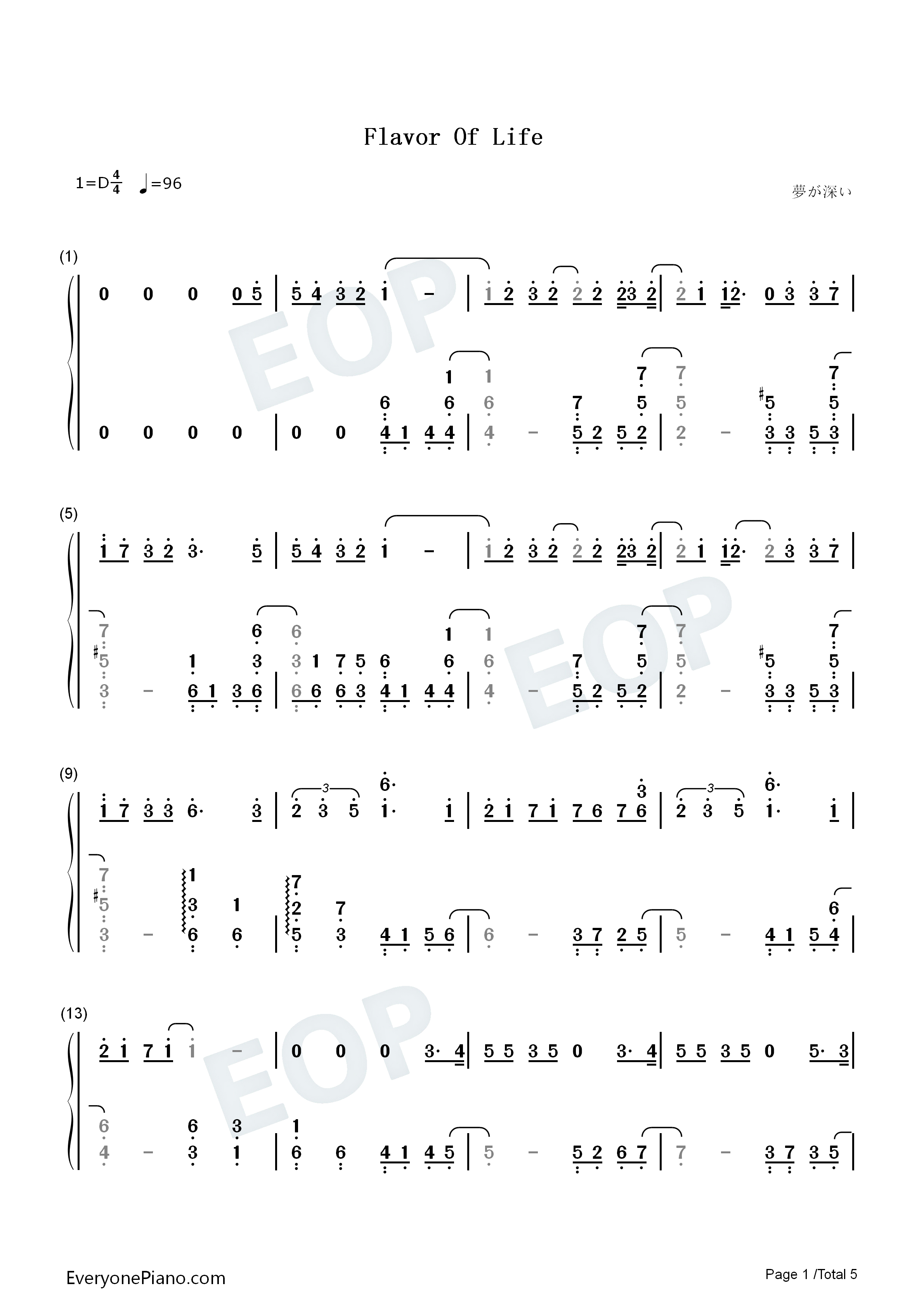 Flavor_Of_Life钢琴简谱_宇多田光演唱