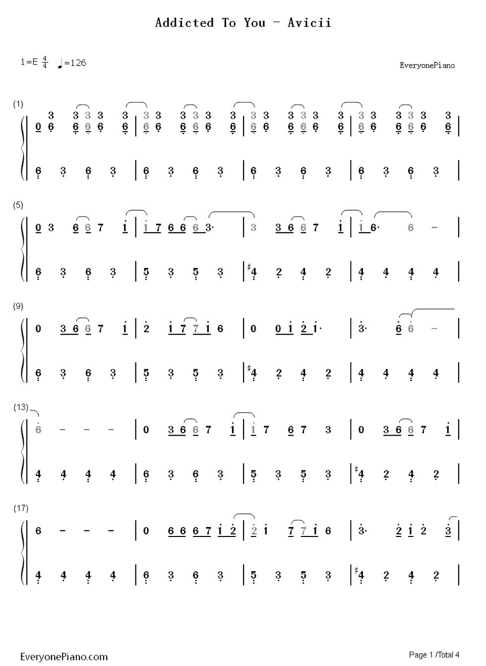 Addicted_to_You钢琴简谱_Avicii演唱