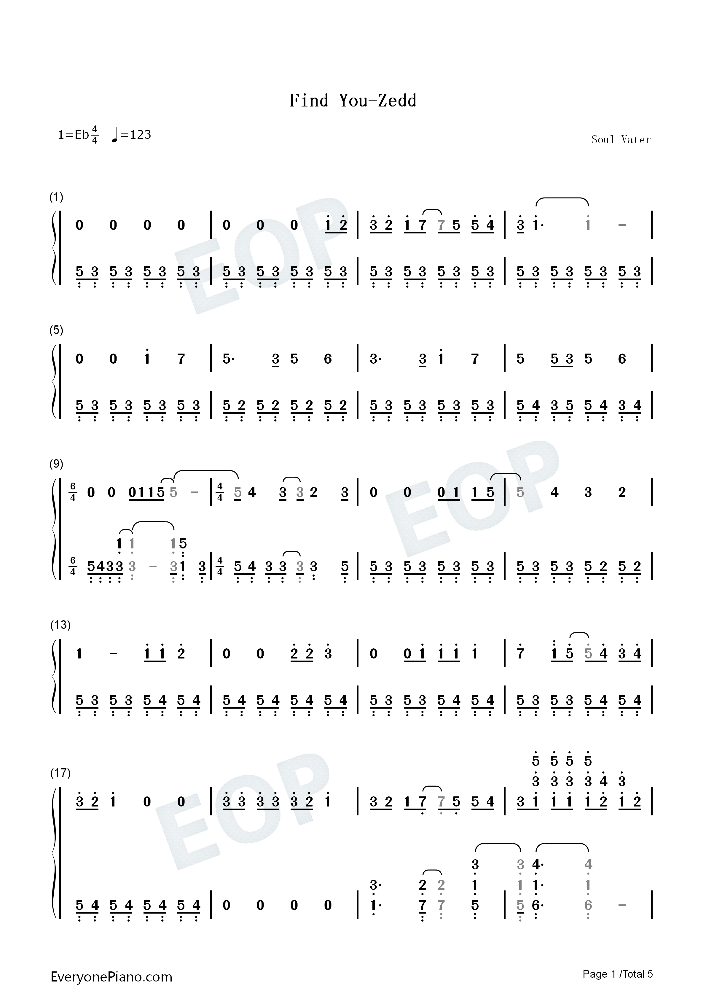 Find_You钢琴简谱_Zedd演唱