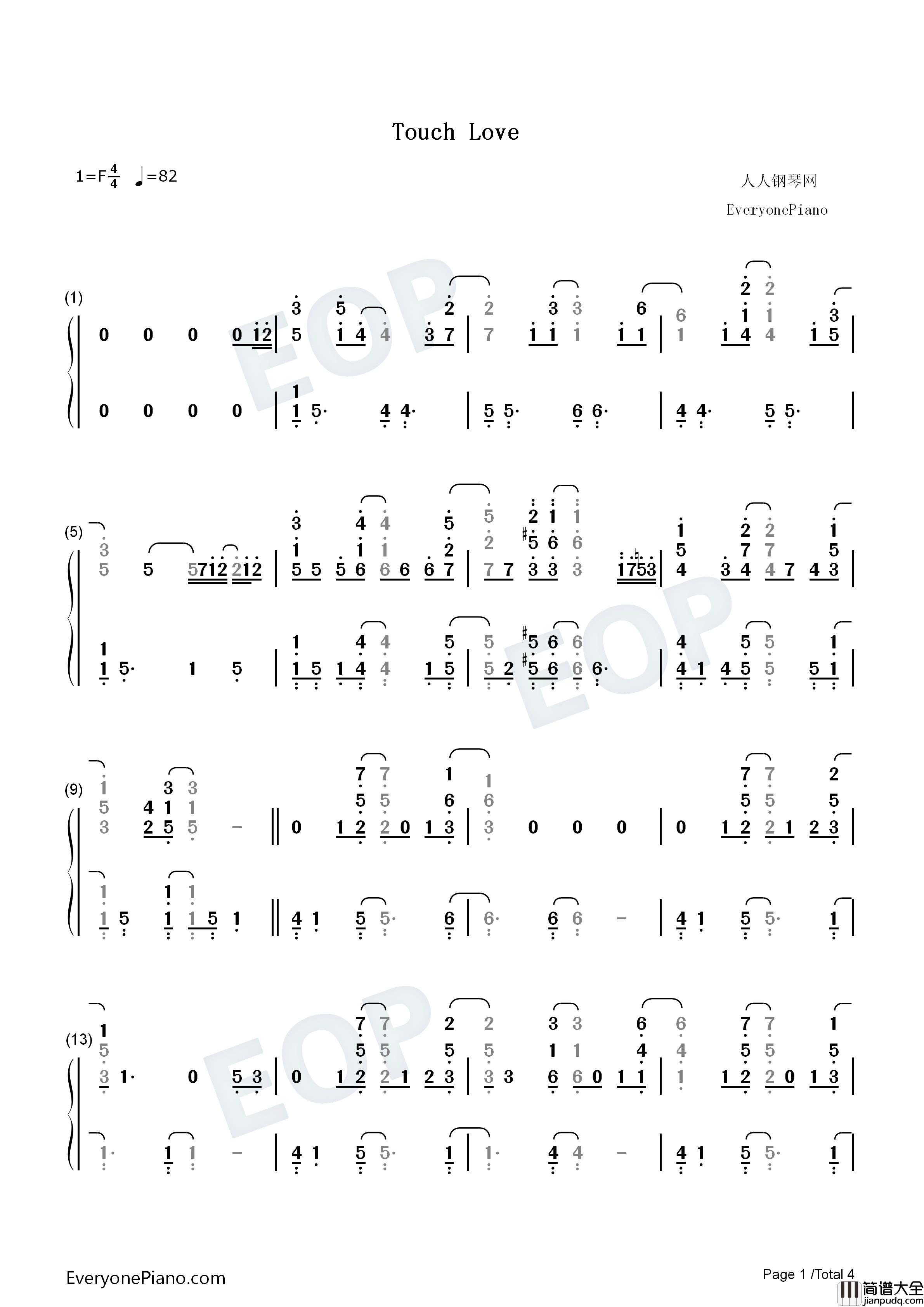 Touch_Love钢琴简谱_T尹美莱演唱