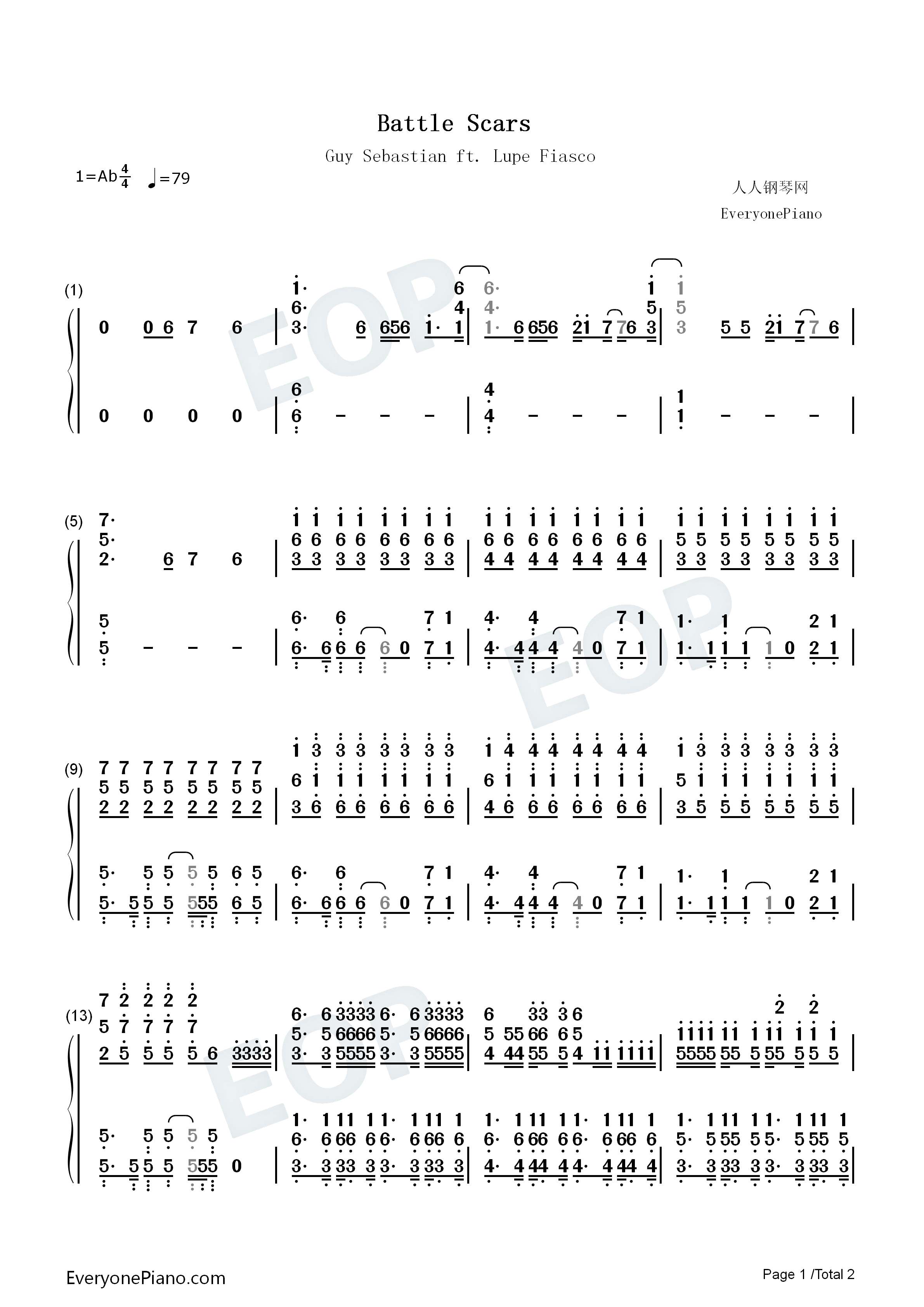 Battle_Scars钢琴简谱_Guy_Sebastian_ft._Lupe_Fiasco演唱