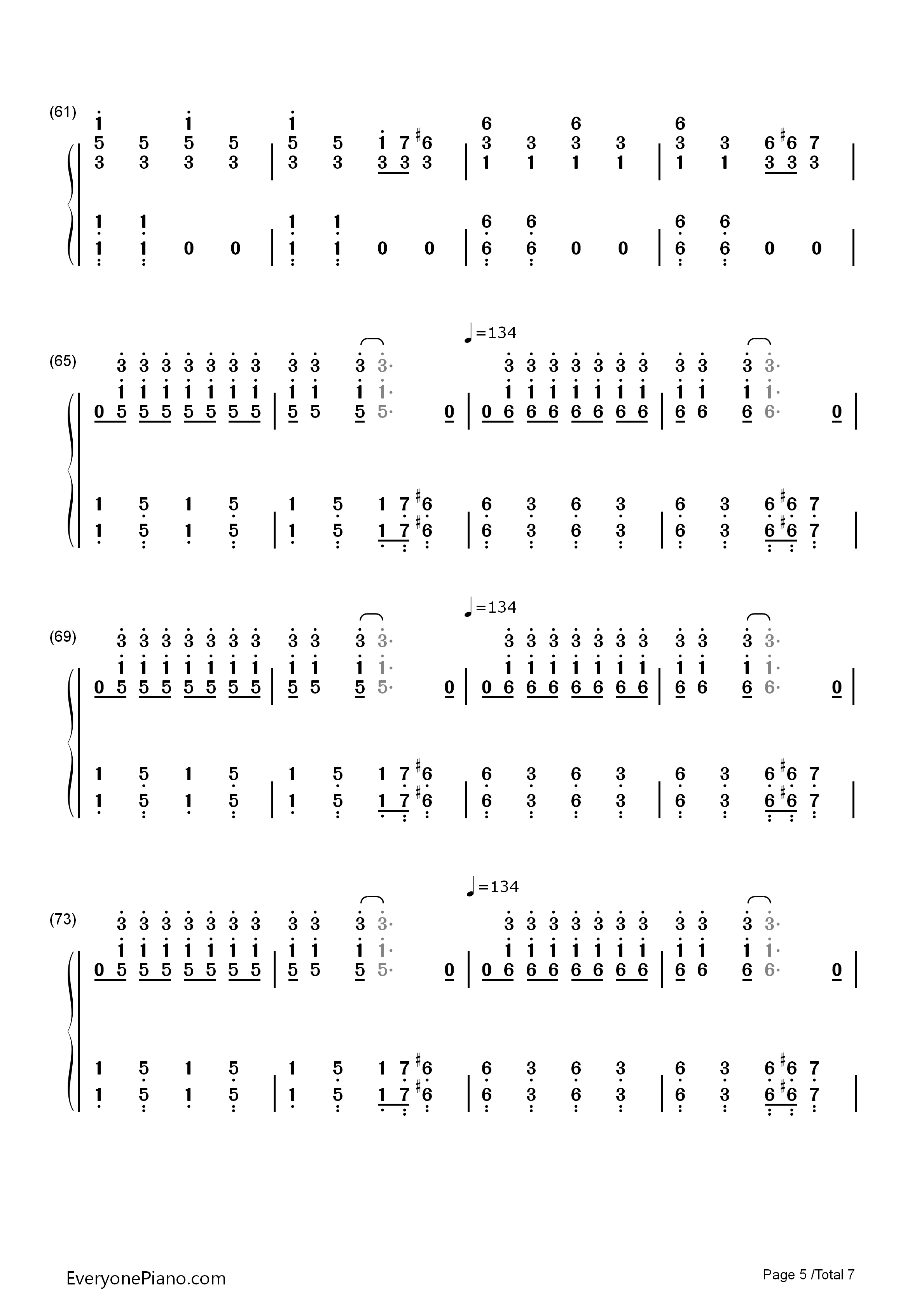 One_Way_Or_Another_(Teenage_Kicks)钢琴简谱_One_Direction演唱