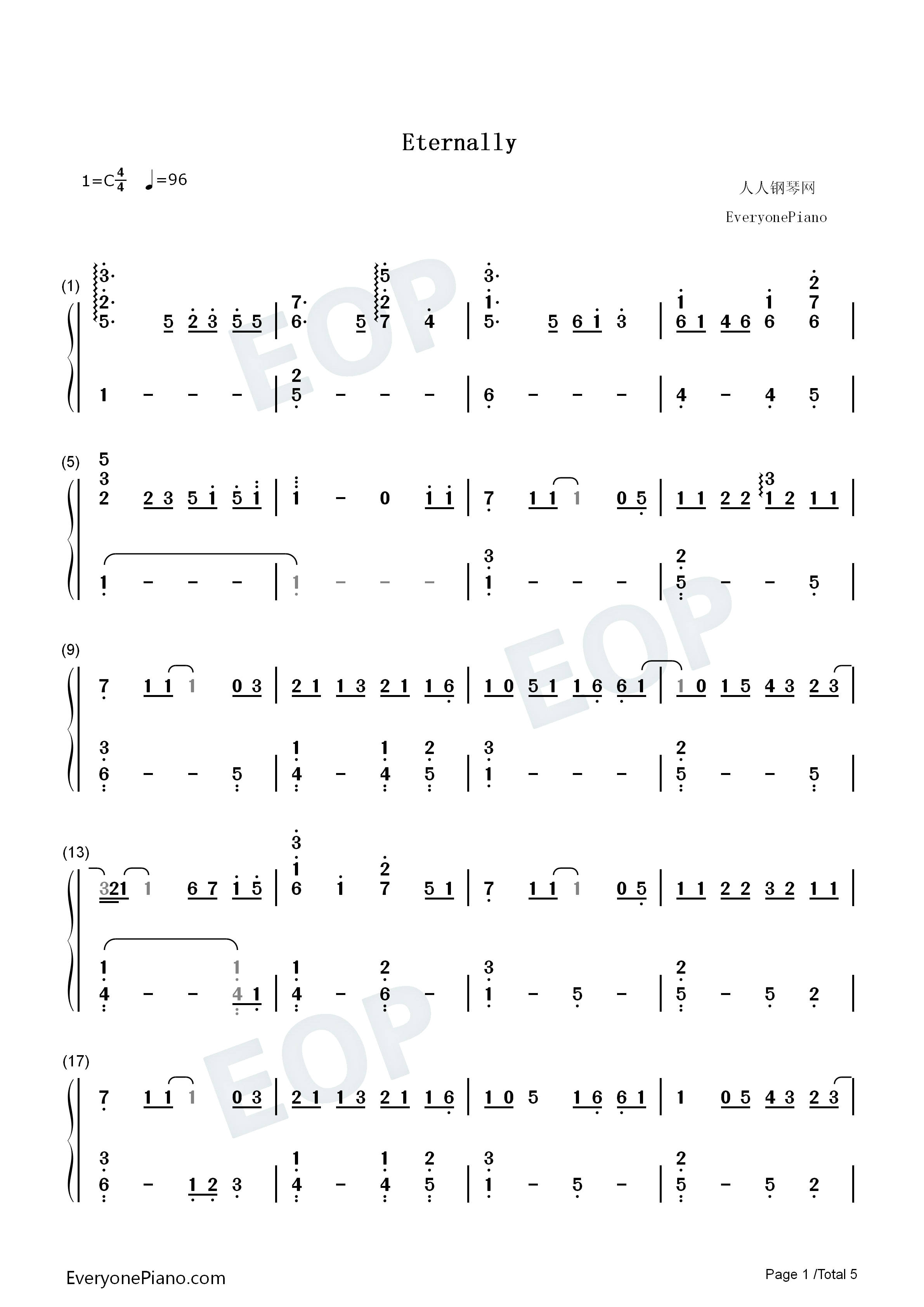 Eternally钢琴简谱_宇多田光__宇多田ヒカル演唱