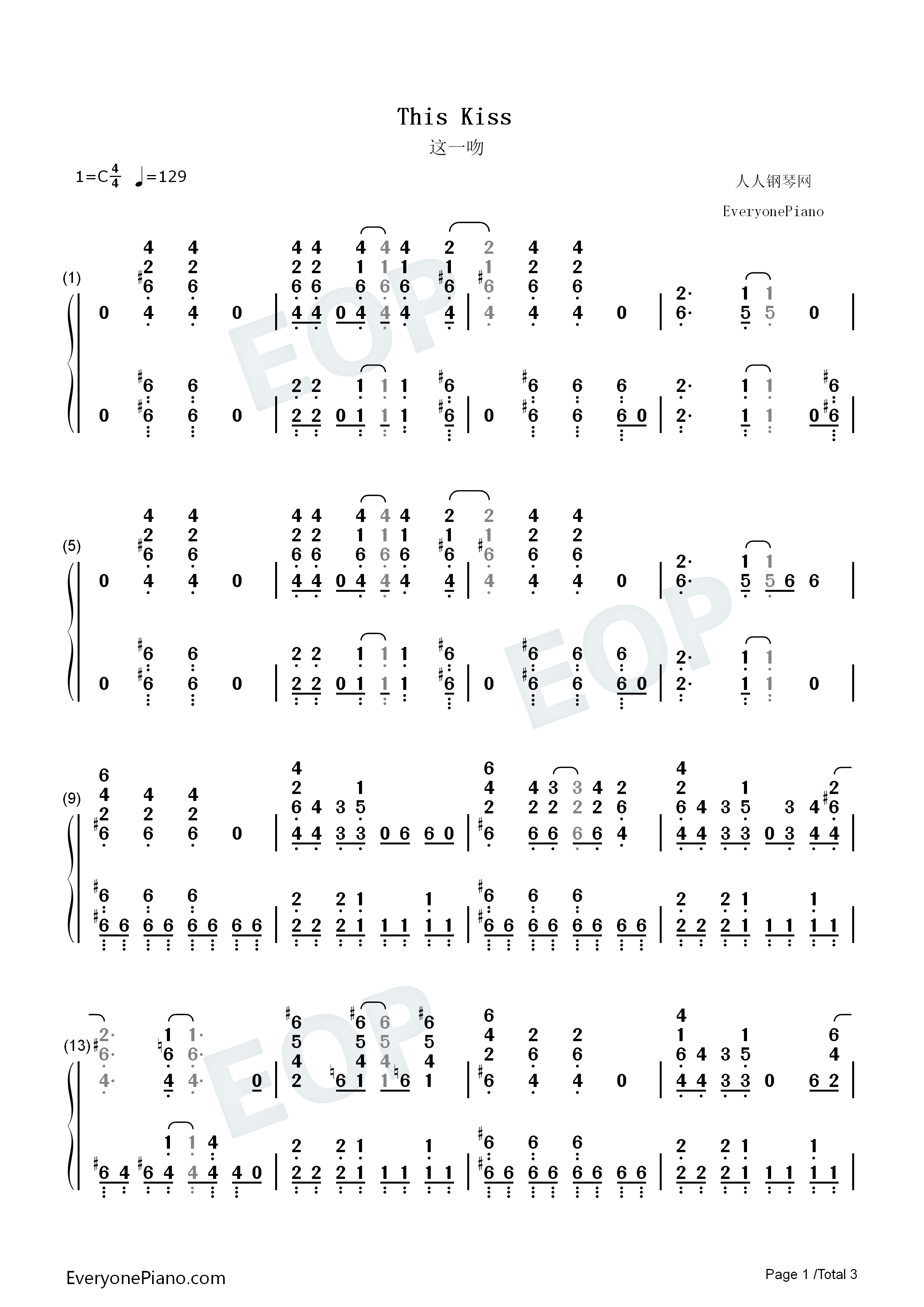 This_Kiss钢琴简谱_Carly_Rae_Jepsen演唱