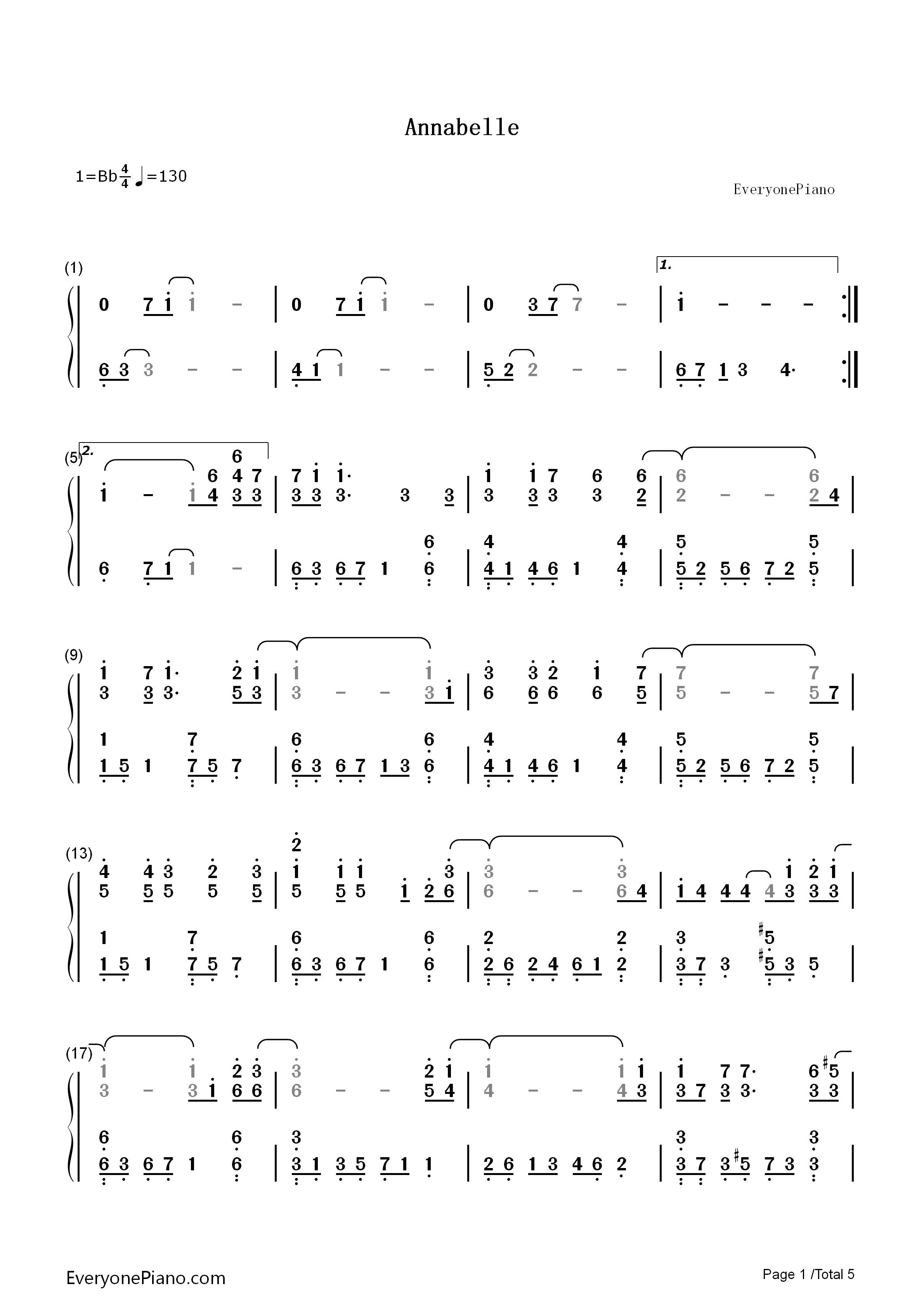 Annabelle钢琴简谱_Pianoboy演唱