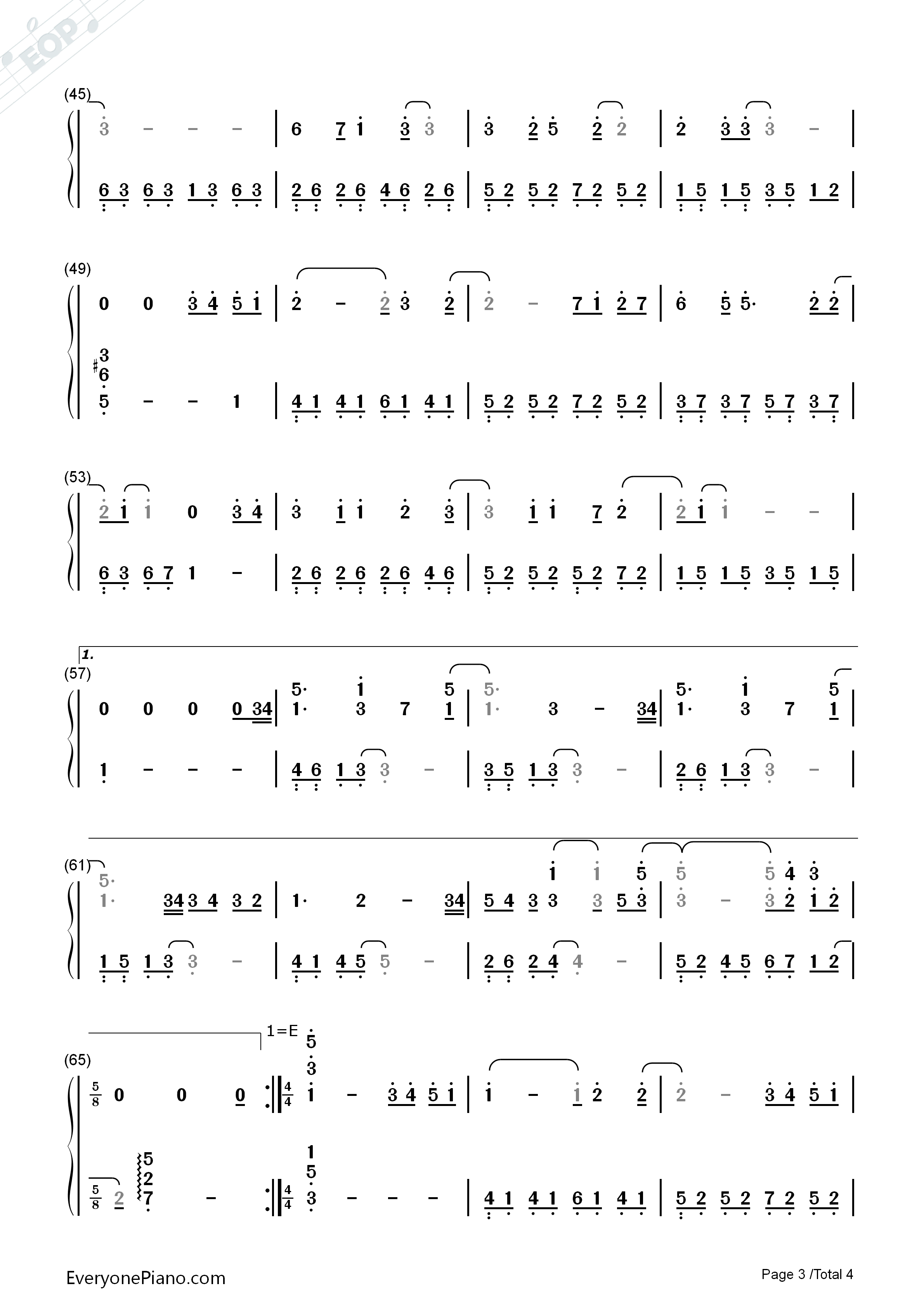 心墙钢琴简谱_郭静演唱