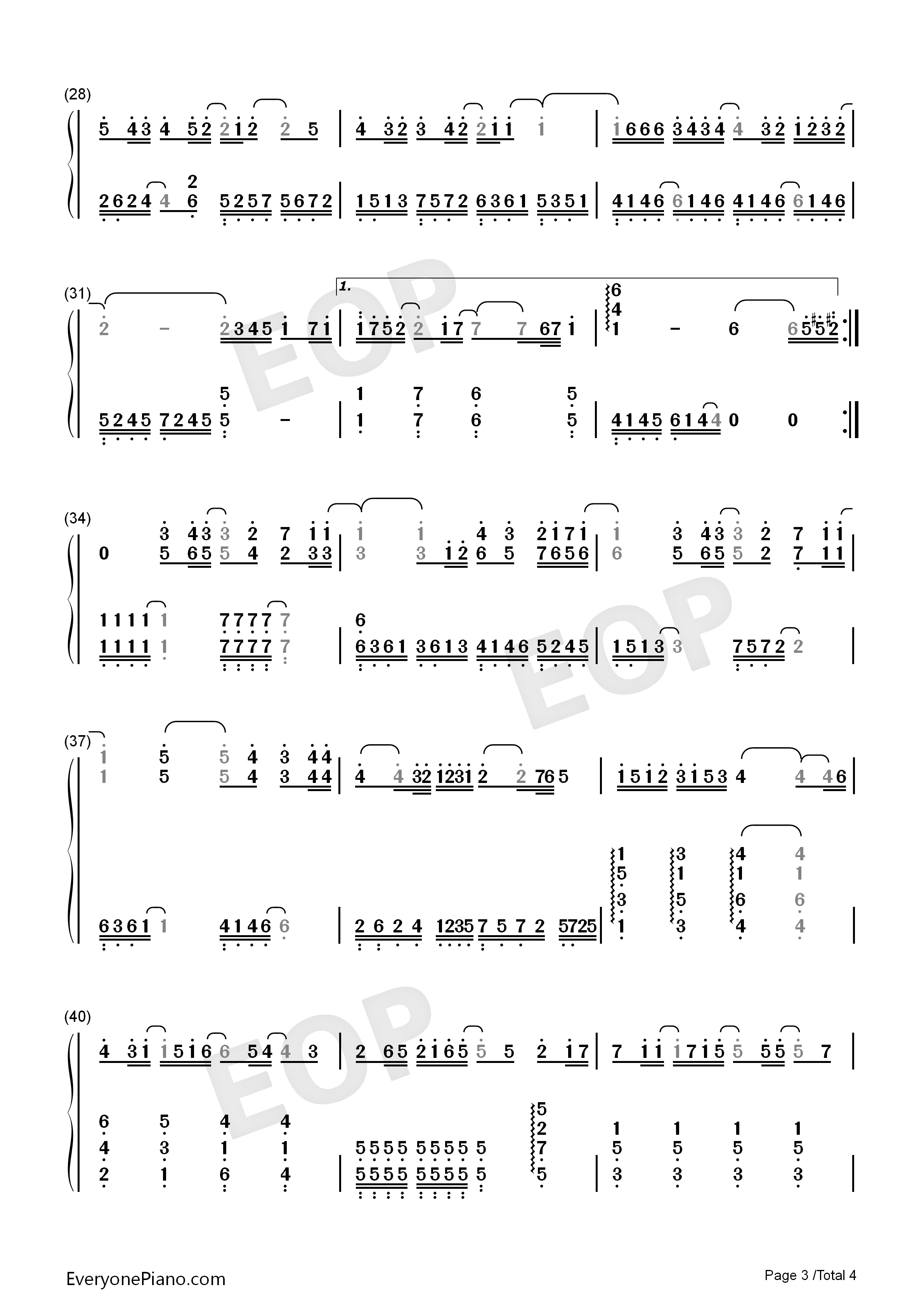 命运线钢琴简谱_Super_Junior_M演唱