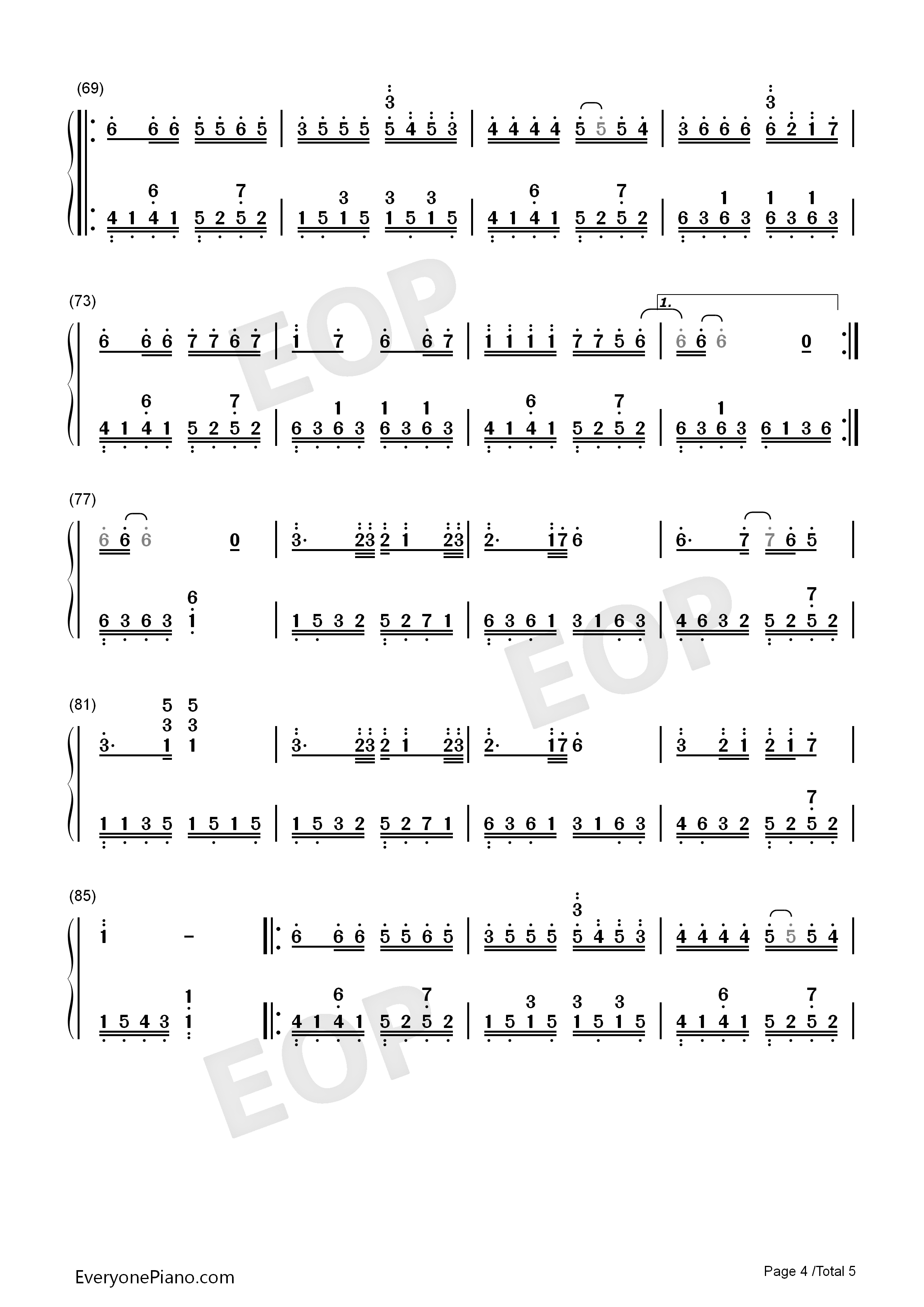 爱的故事上集钢琴简谱_孙耀威演唱