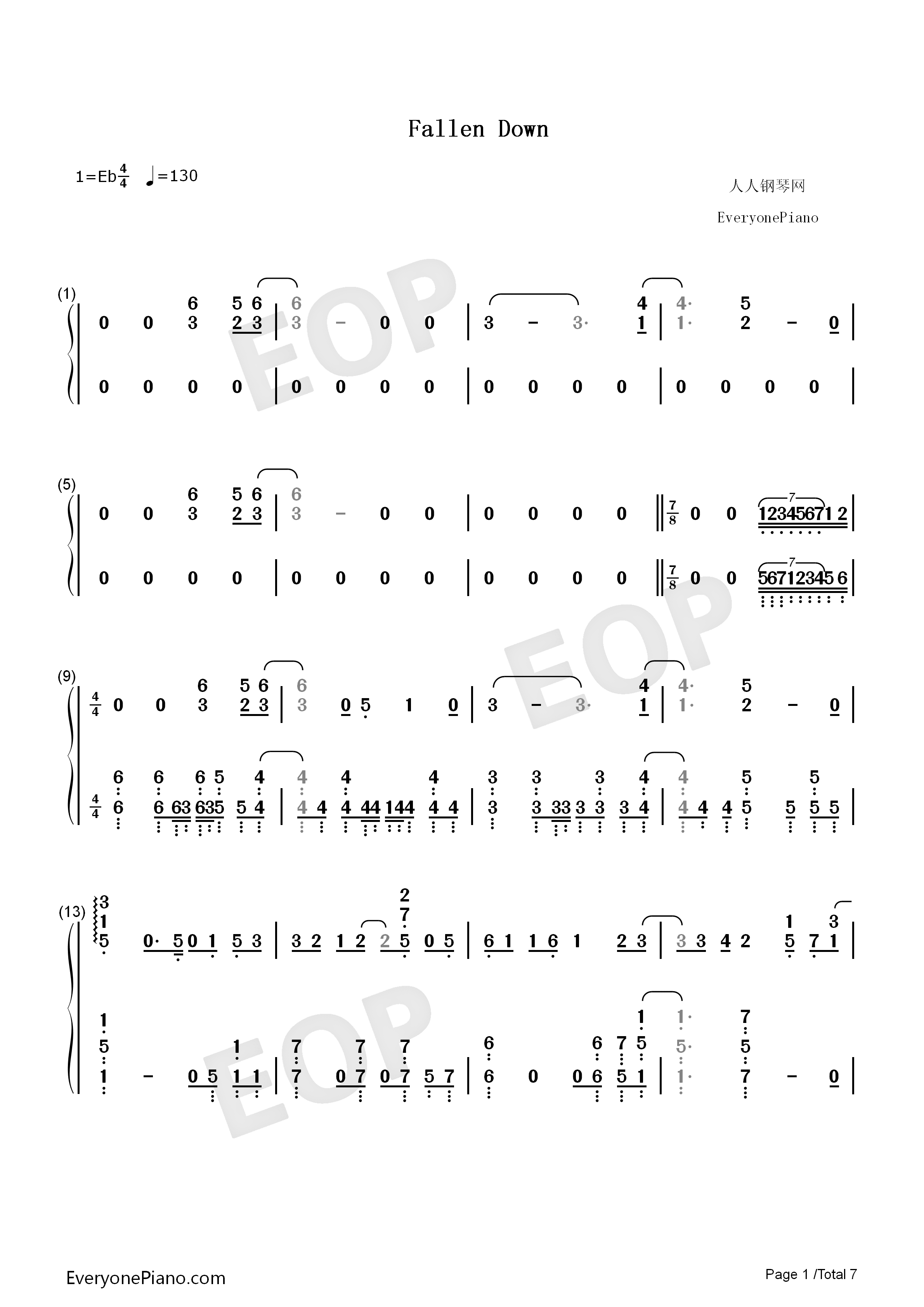 fallen_down钢琴简谱_イカロス（早见沙织）演唱