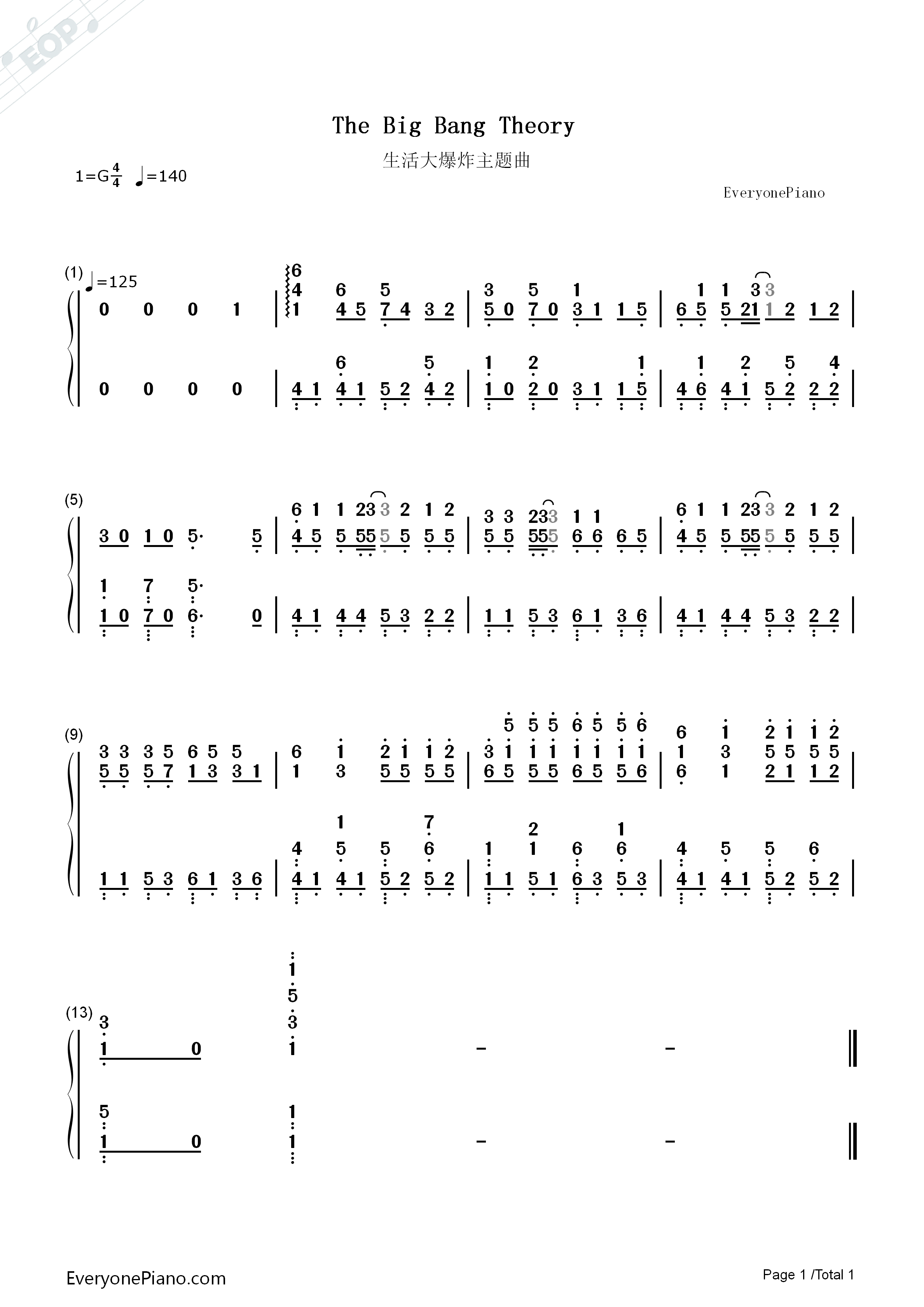 生活大爆炸TBBT主题曲钢琴简谱_Barenaked_Ladies演唱