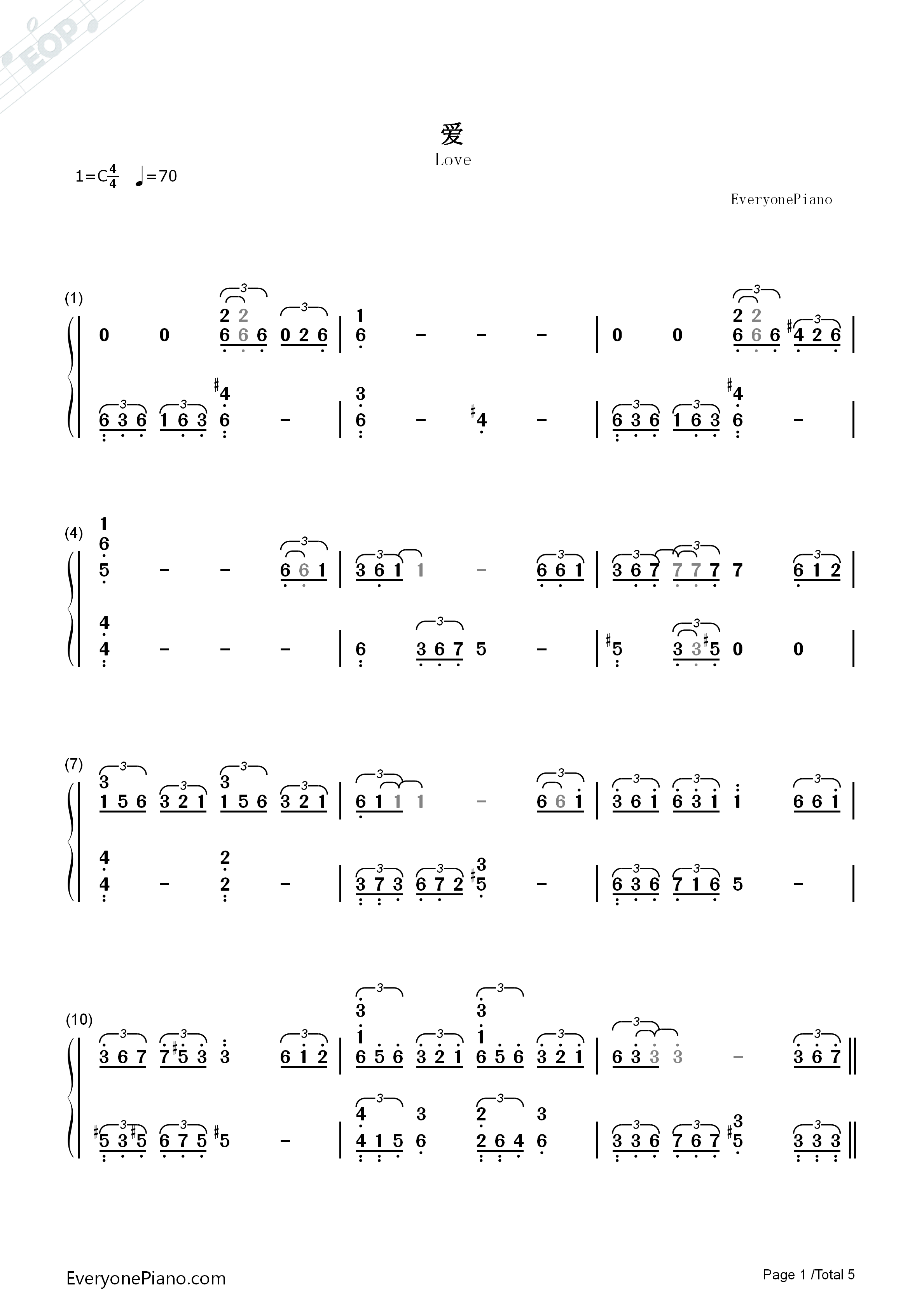 爱钢琴简谱_莫文蔚演唱