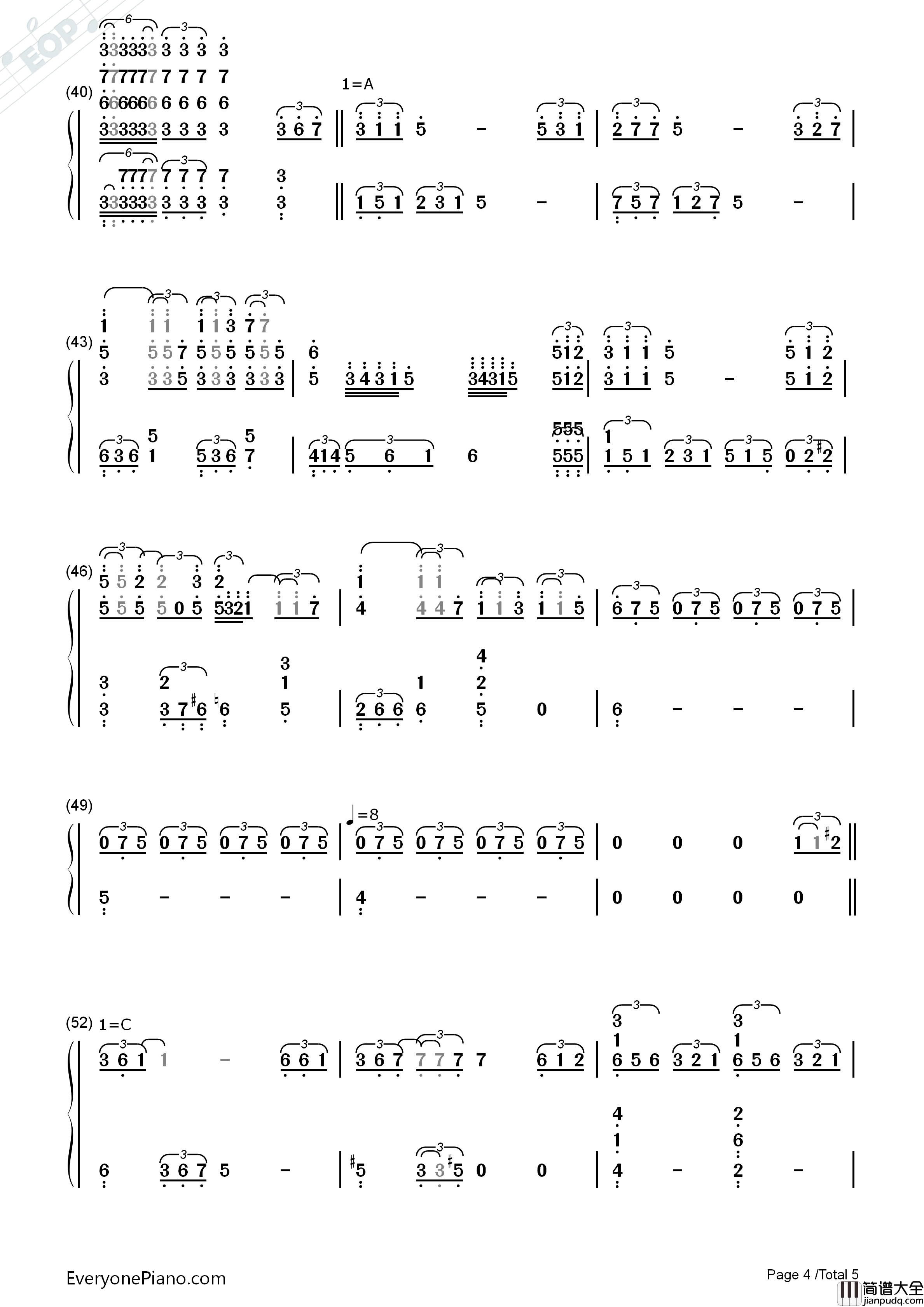 爱钢琴简谱_莫文蔚演唱