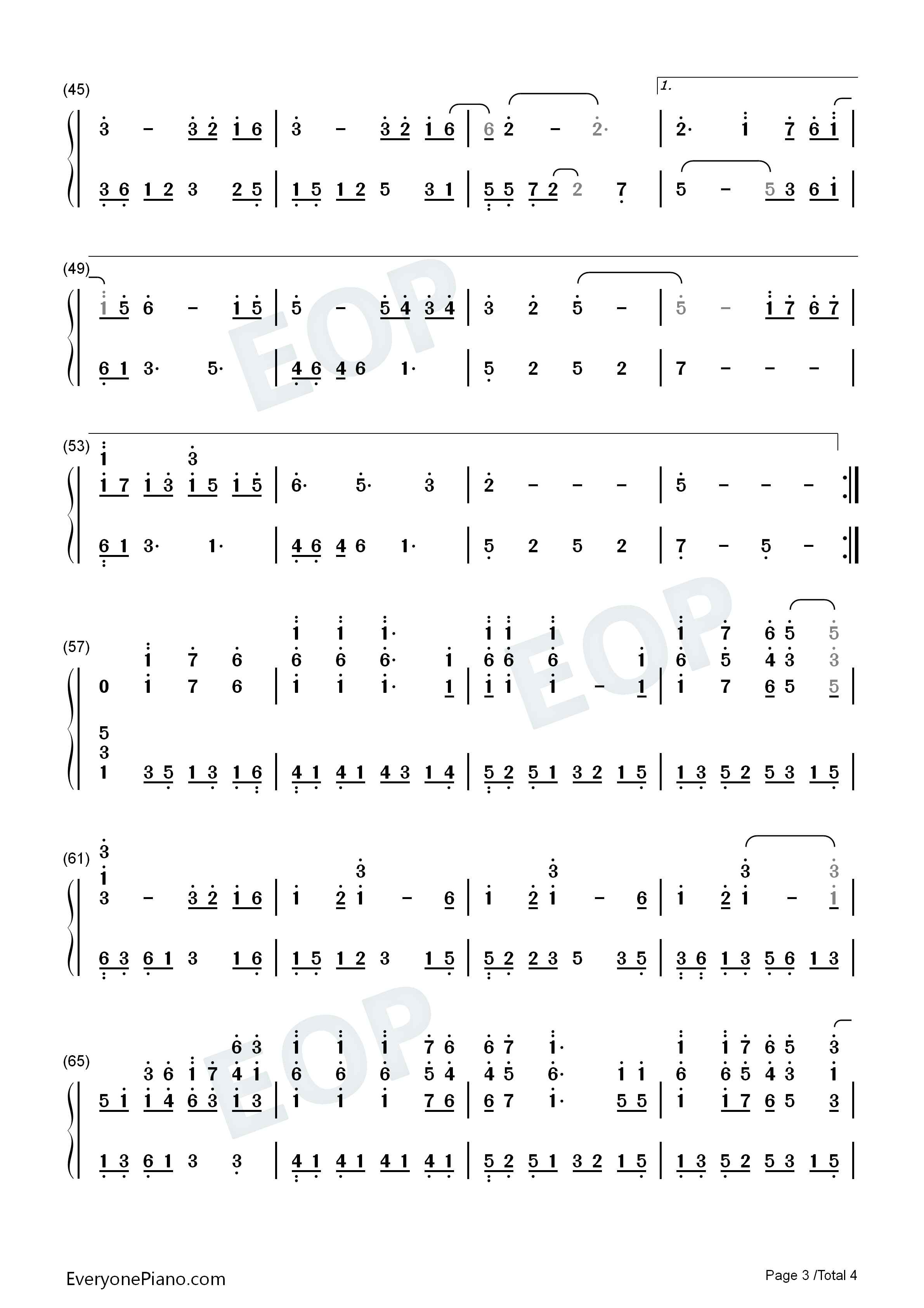 偏爱钢琴简谱_张芸京演唱