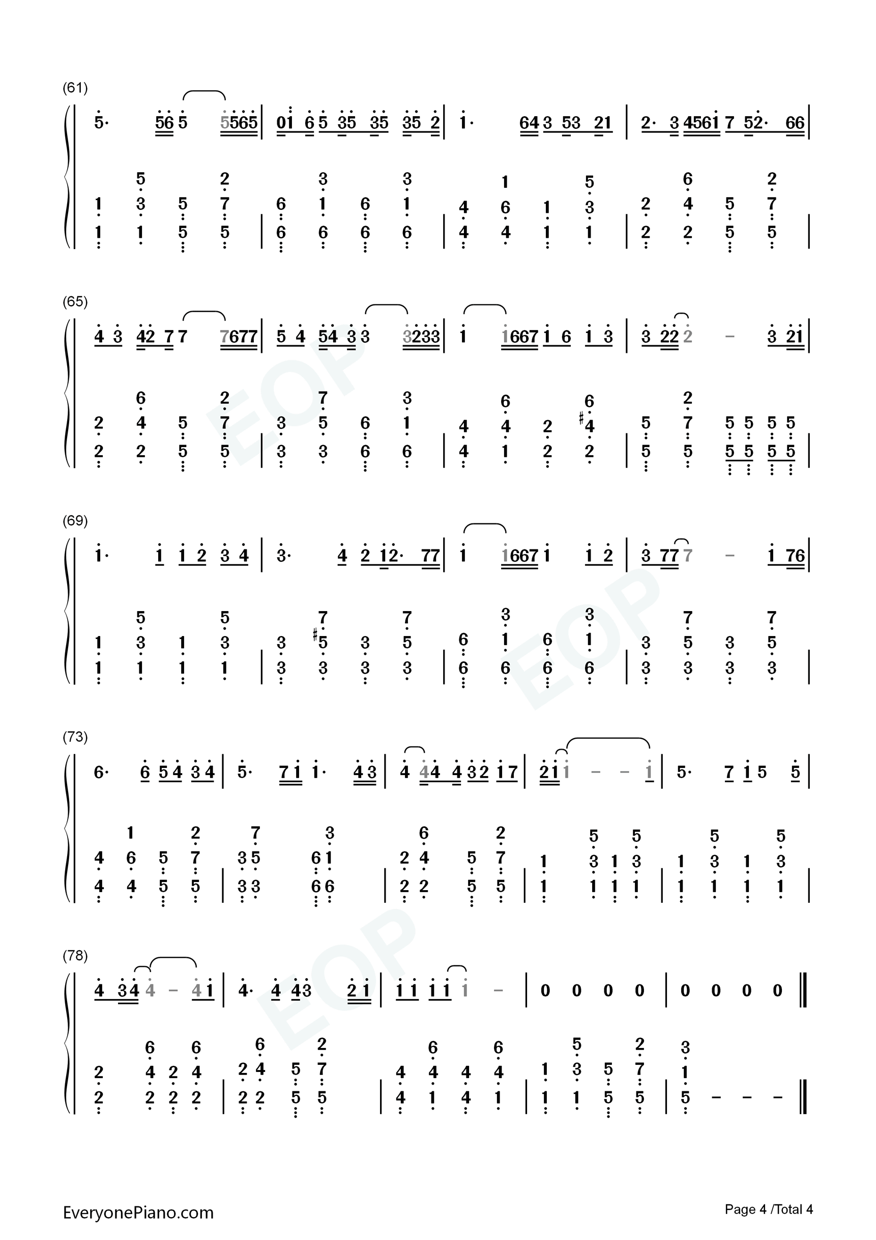 后来钢琴简谱_刘若英演唱
