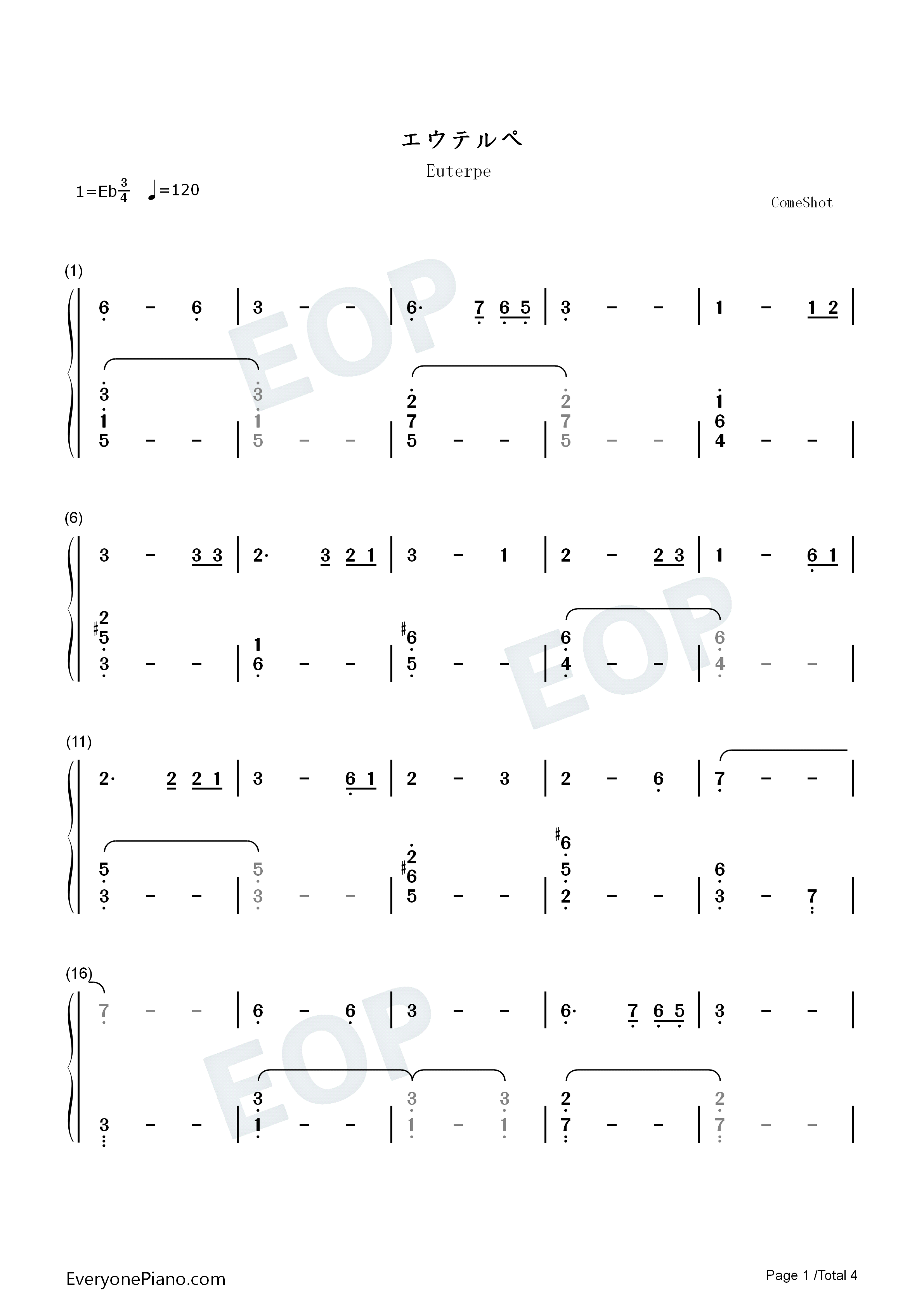 エウテルペ钢琴简谱_EGOIST__Chelly演唱