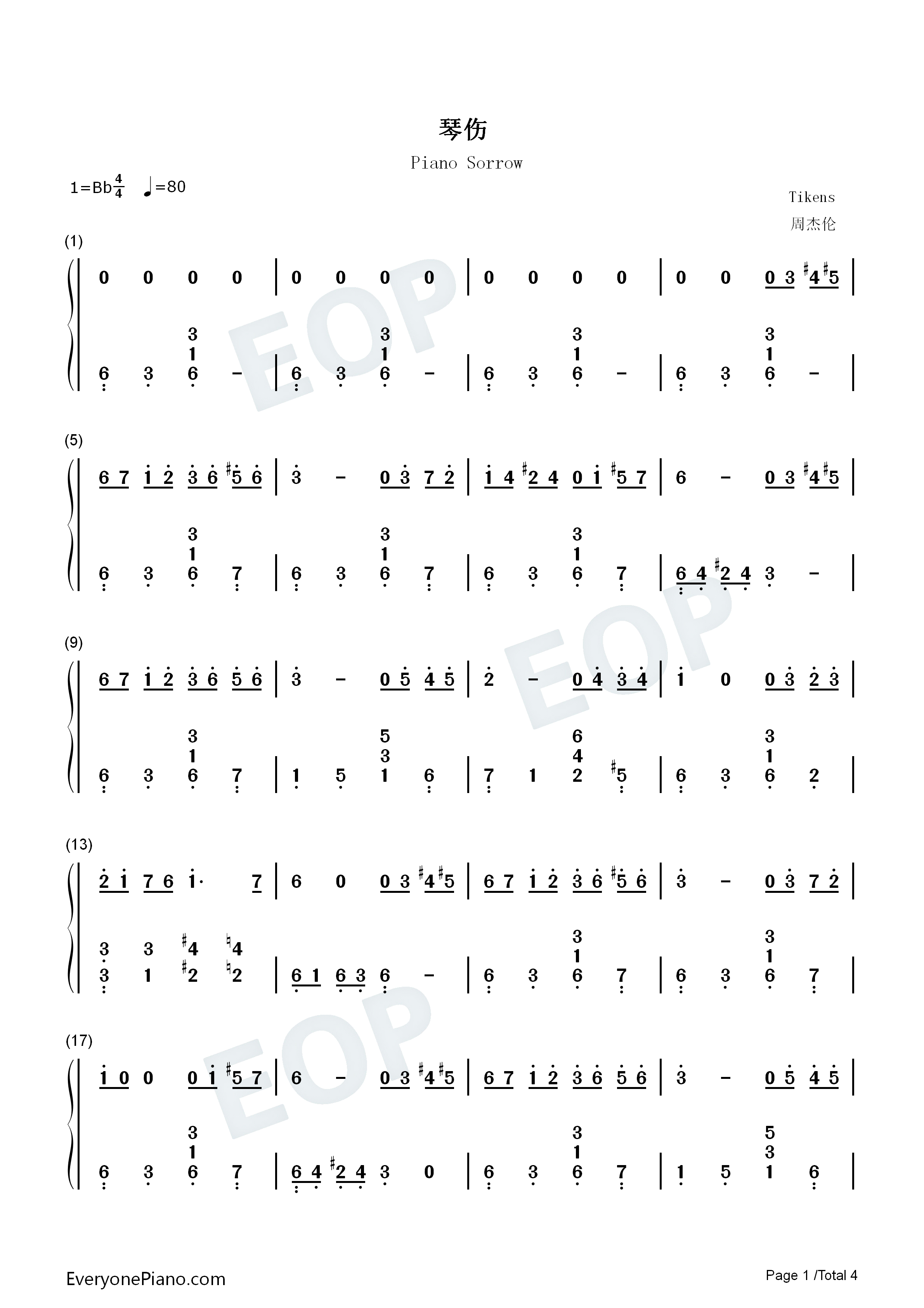 琴伤钢琴简谱_周杰伦演唱