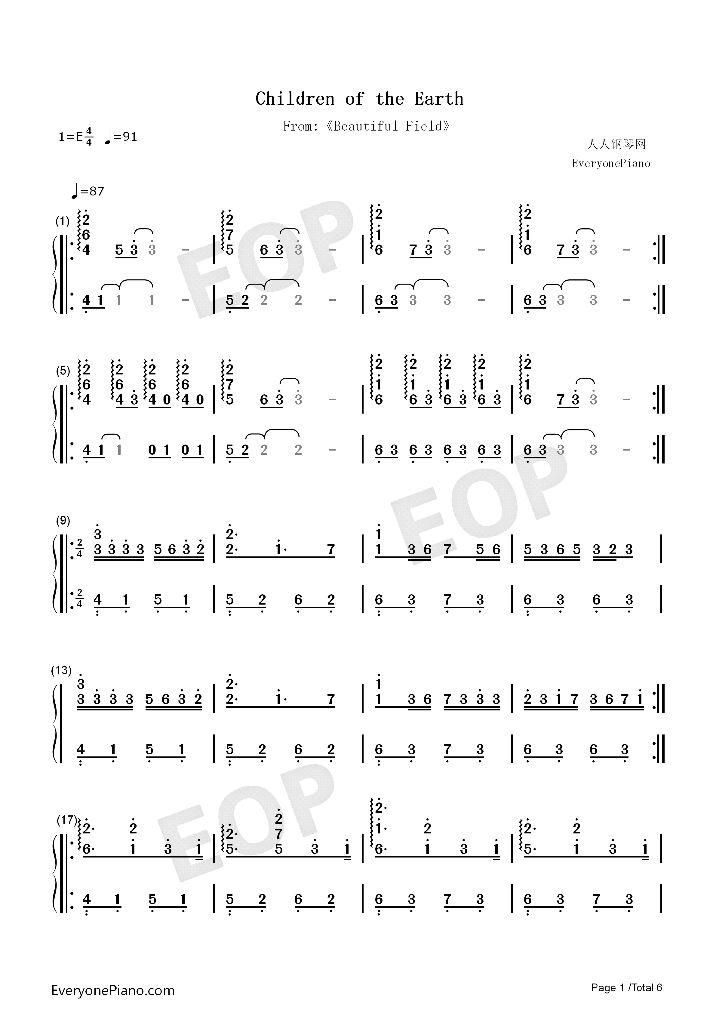 Children_of_The_Earth钢琴简谱_Ayur演唱