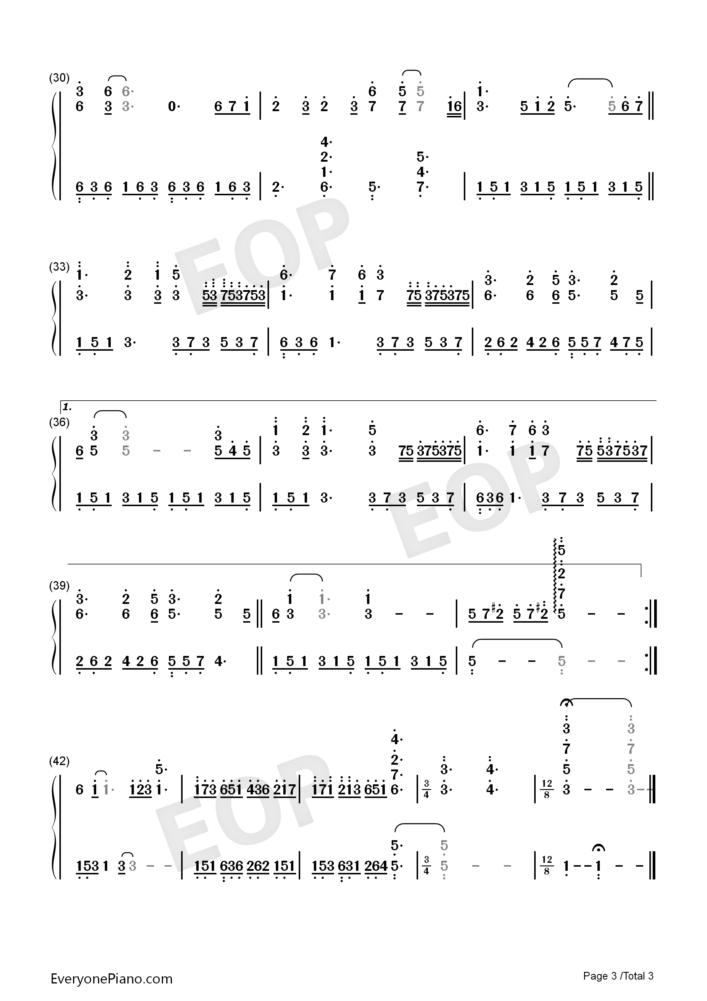亲密爱人钢琴简谱_梅艳芳演唱