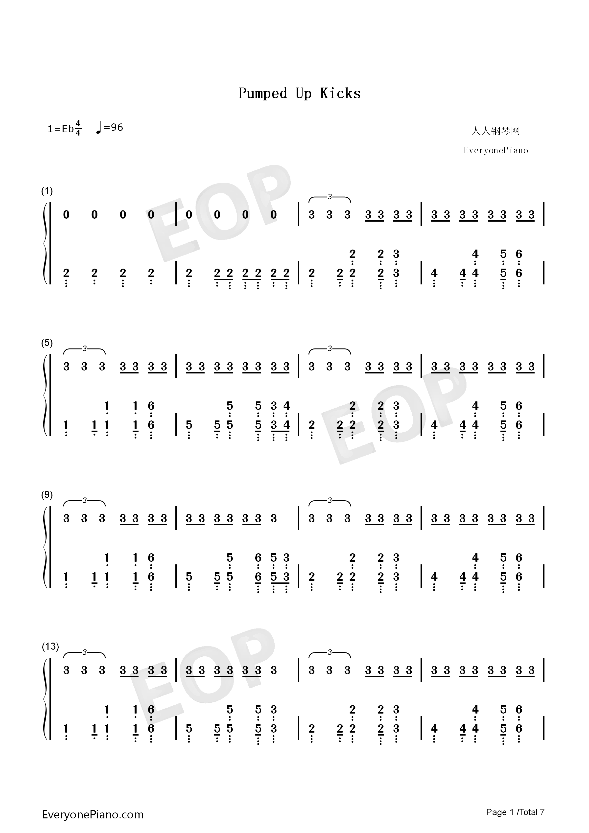 Pumped_up_kicks钢琴简谱_Foster_the_People演唱