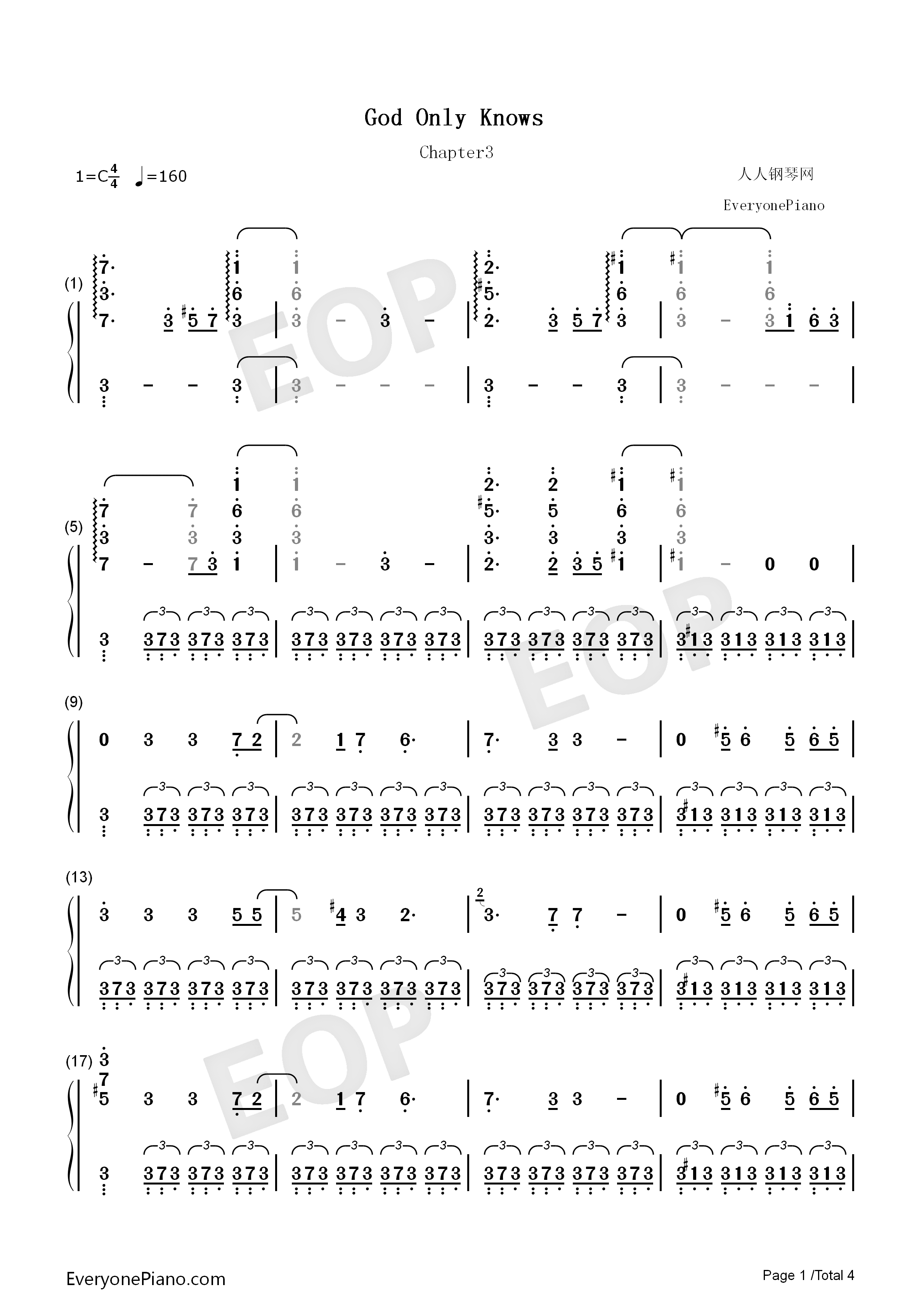 God_only_knows第三幕_钢琴简谱_ELISA演唱