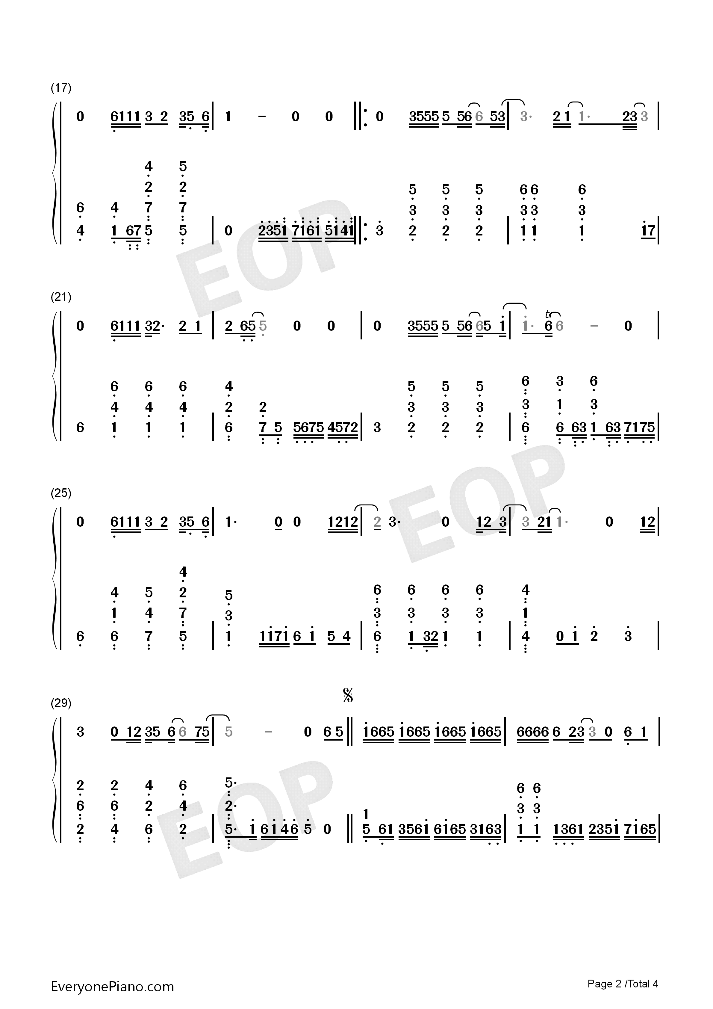 只想一生跟你走钢琴简谱_张学友演唱
