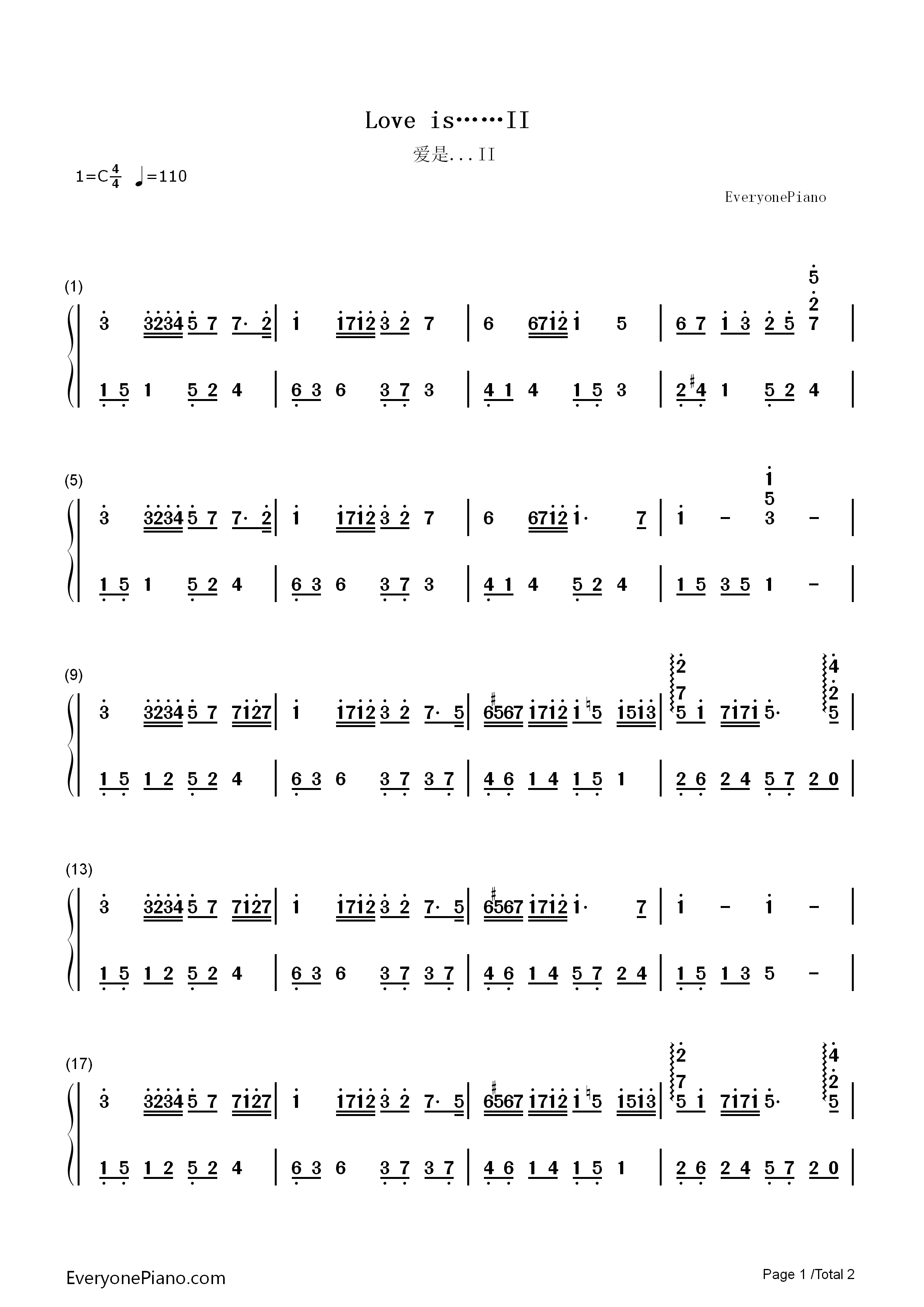 爱是...II钢琴简谱_The_Daydream演唱