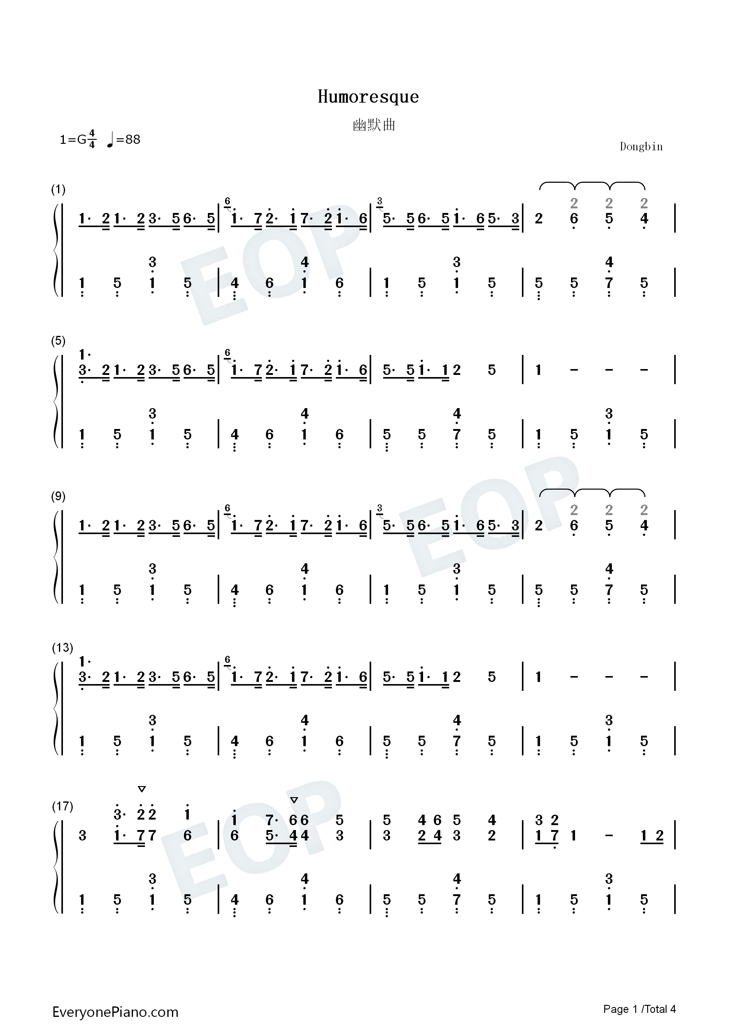 幽默曲钢琴简谱_安东•德沃夏克演唱