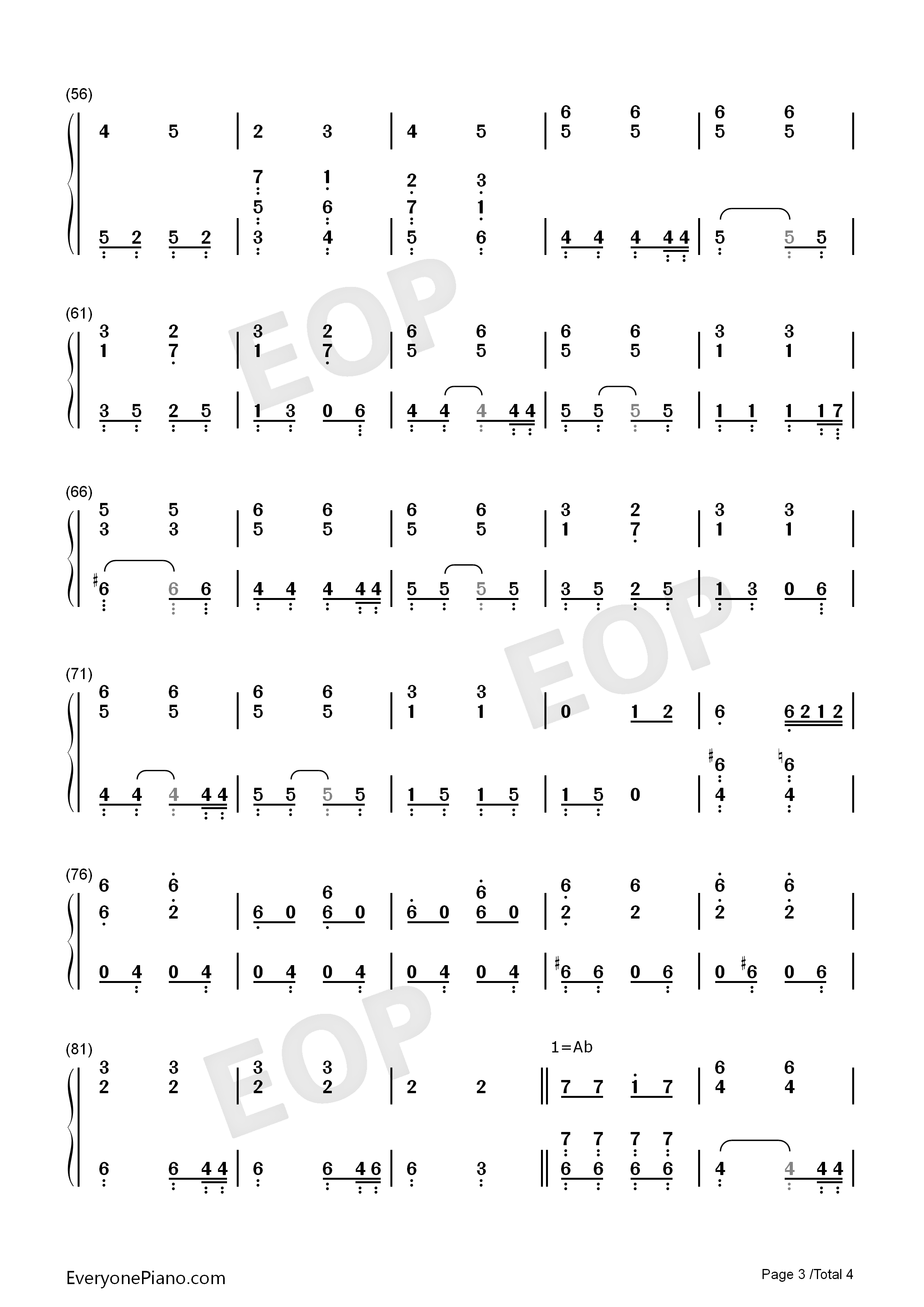 我的歌声里简易伴奏版钢琴简谱_曲婉婷演唱