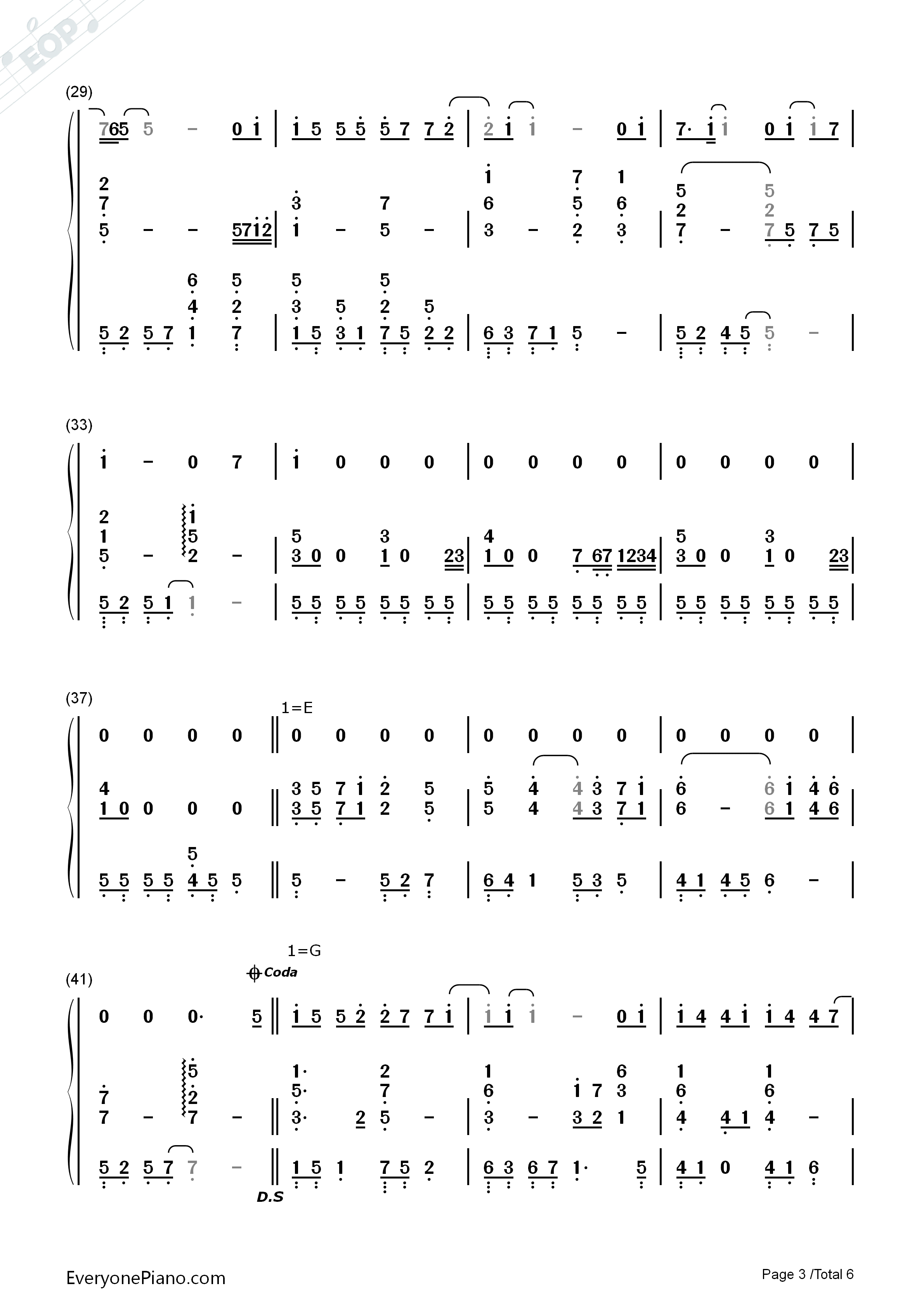 任性钢琴简谱_孙燕姿演唱